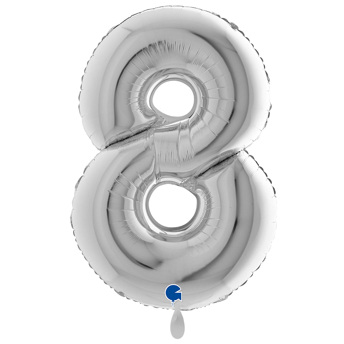 1 Ballon XXL - Cijfer 8 - Zilver