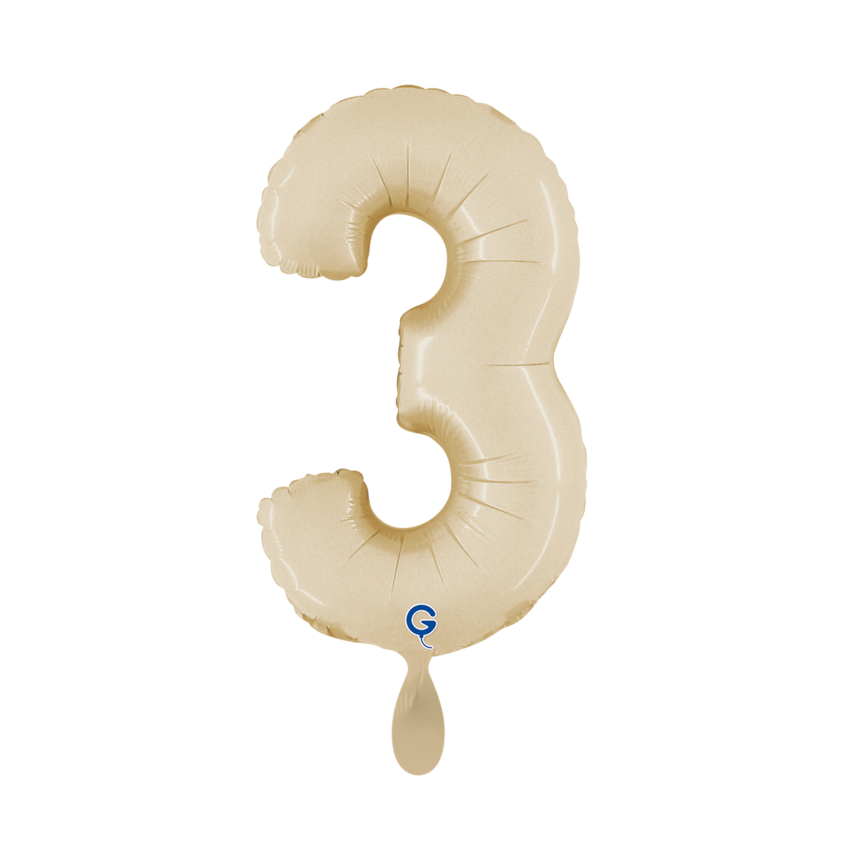 1 Ballon XS - Chiffre 3 - Crème satiné