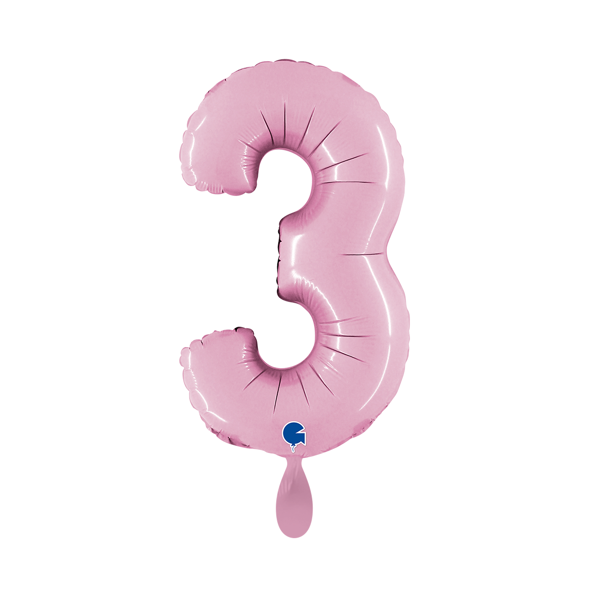 1 Ballon XS - Zahl 3 - Pastellrosa