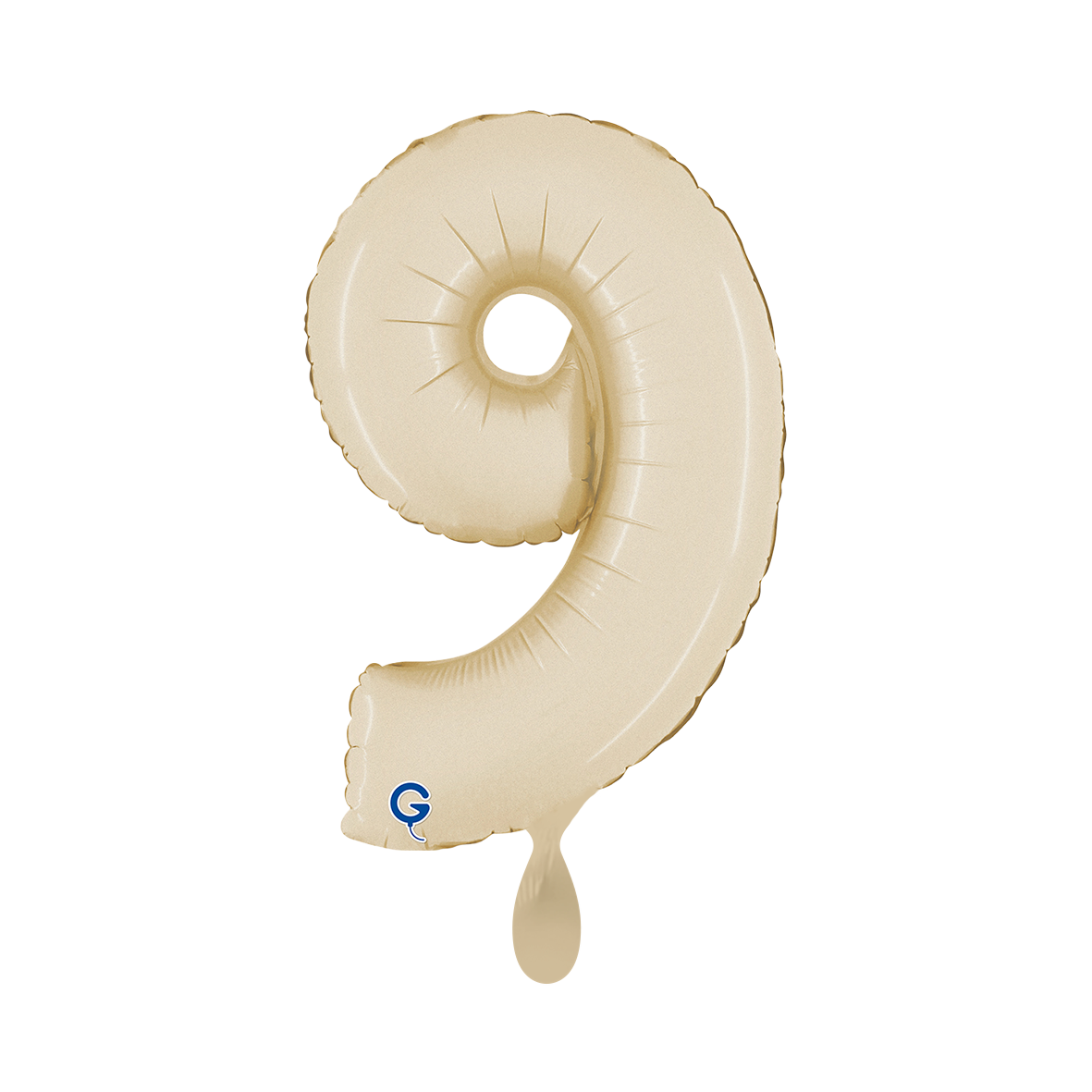1 Ballon XS - Zahl 9 - Satin Creme