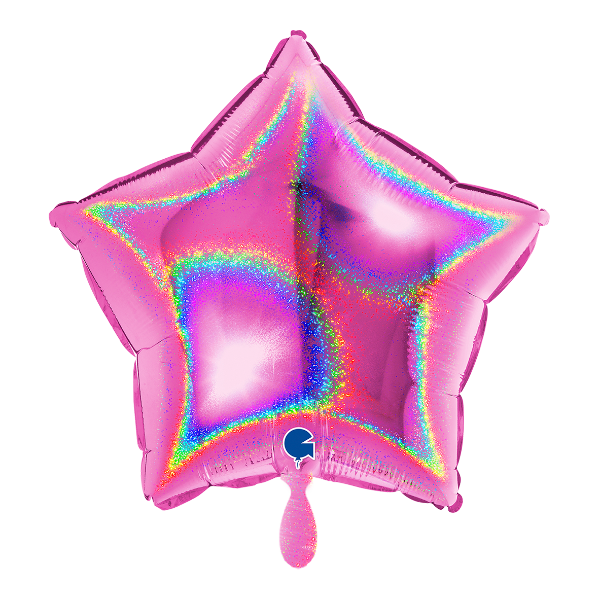 1 Ballon - Étoile - Paillettes Holographiques Fuxia