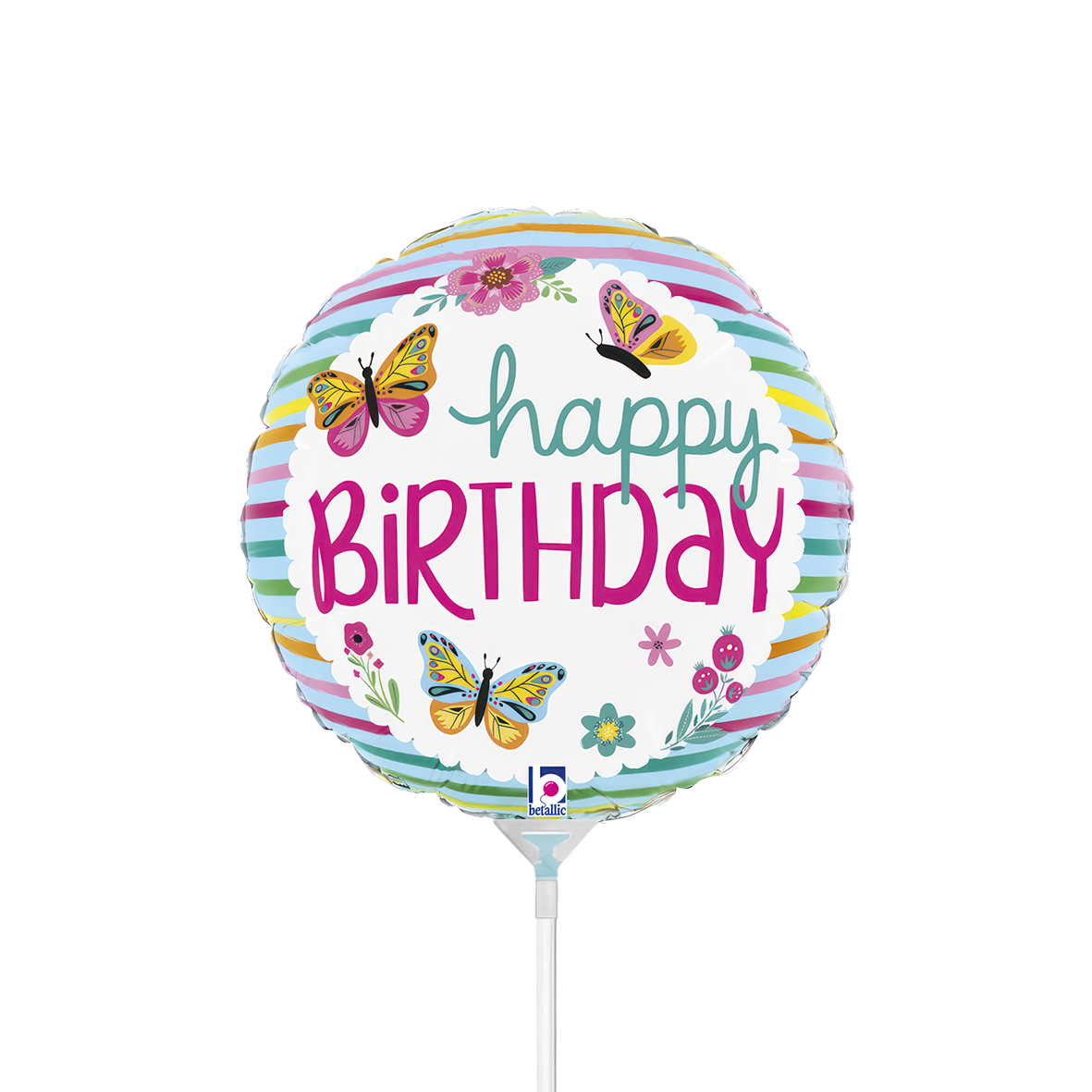 10 Miniballonnen Luchtgevuld - BDay Kleurrijke Vlinders (Onverpakt)