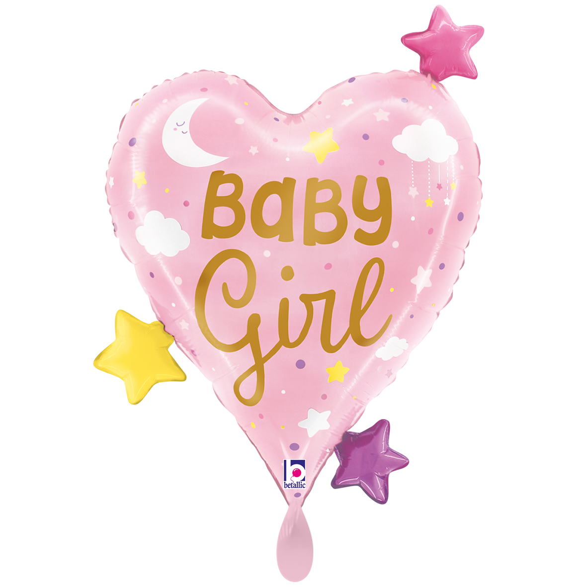 1 Ballon XXL - Baby Girl Cœur Étoiles