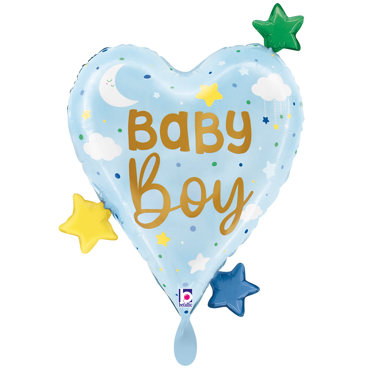1 Ballon XXL - Baby Boy Hart Sterren