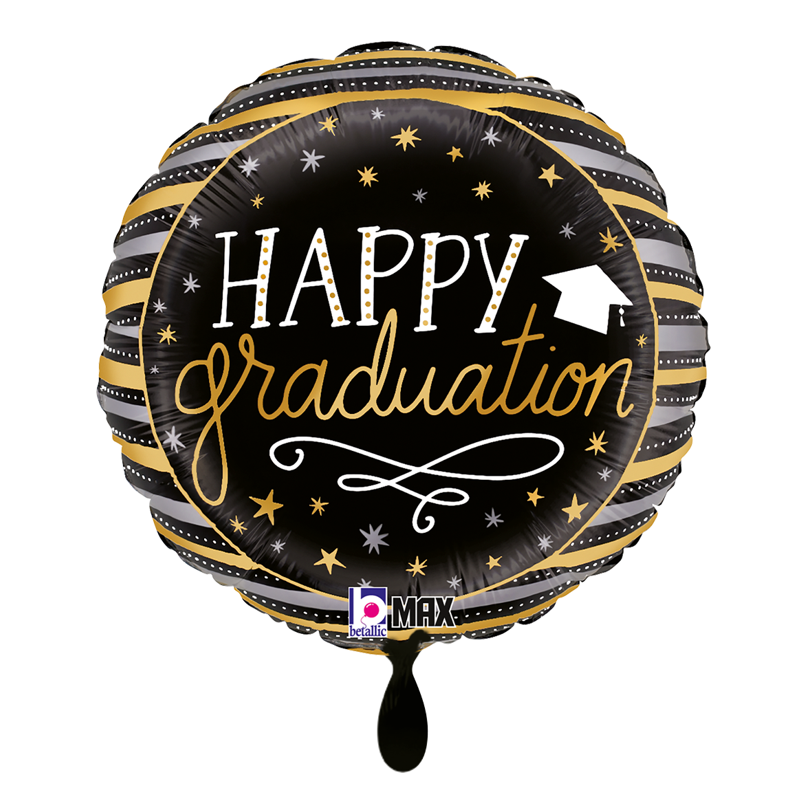 1 Ballon - Satin Métallique Rayures de Diplômé