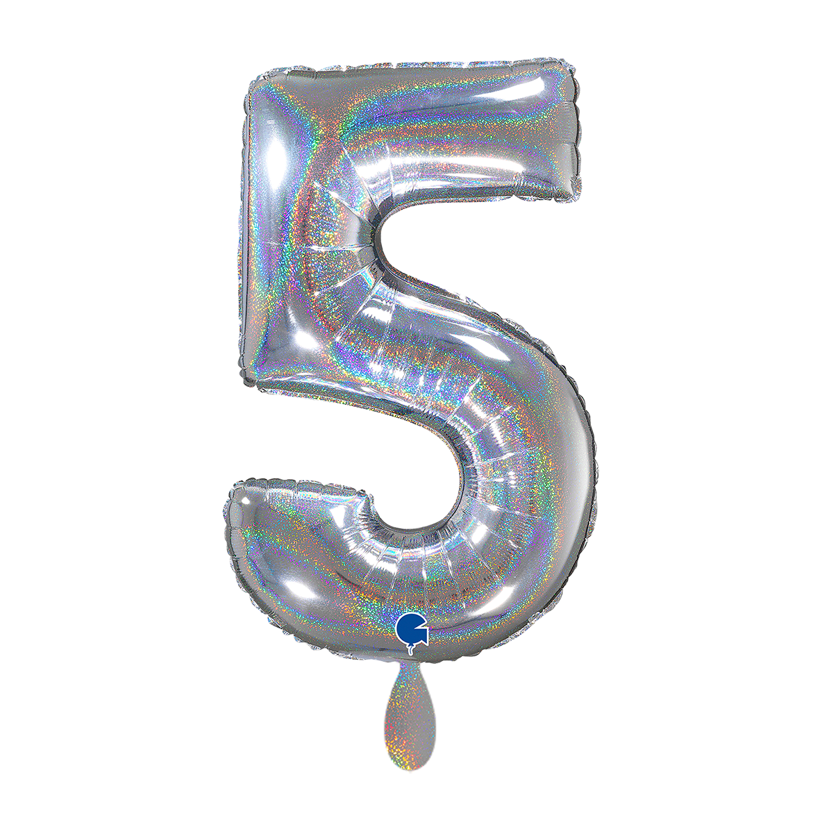 1 Ballon XL - Chiffre 5 - Argent Holographique Pailleté