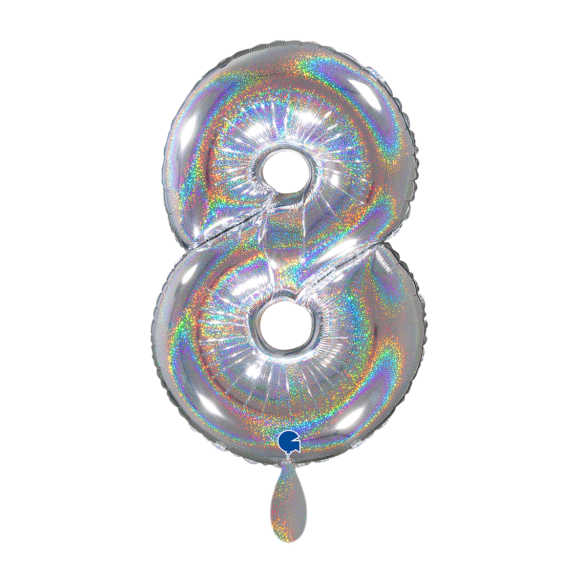 1 Ballon XL - Chiffre 8 - Argent Holographique Pailleté
