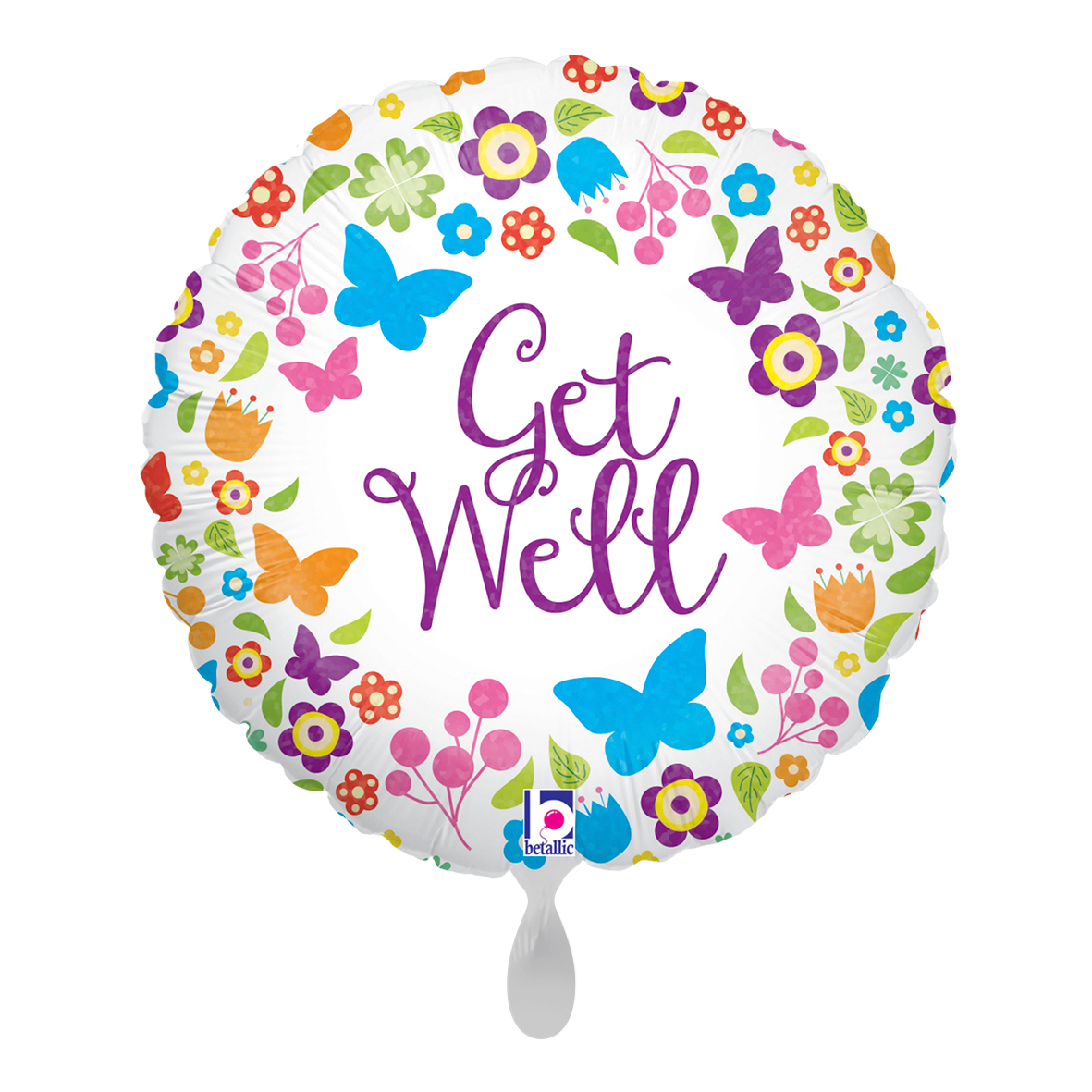 1 Ballon - Schmetterlinge & Blumen Gute Besserung