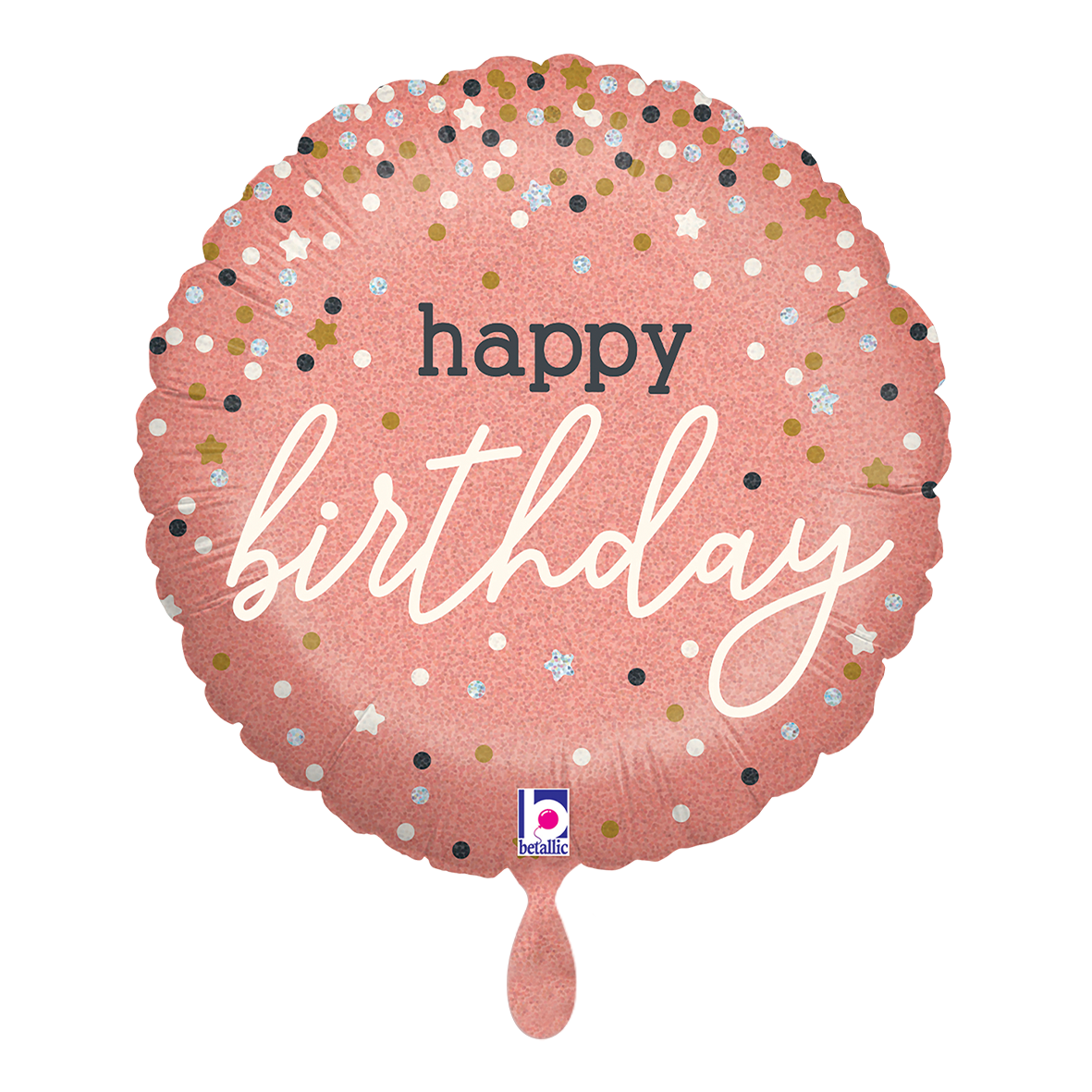 1 Ballon - Rose Gold Konfetti B-Day