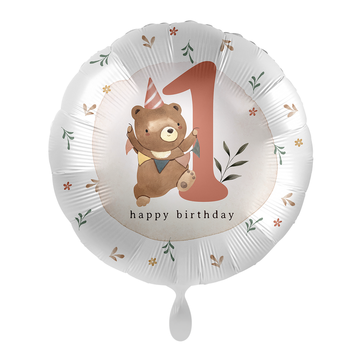 1 Ballon - Kinderverjaardag Neutraal - Cijfer 1 Teddy - ENG
