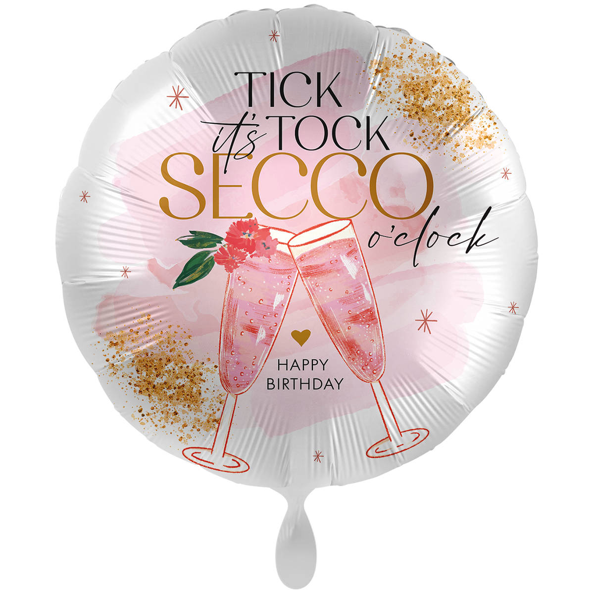 1 Ballon XXL - Rose & Secco pétillant Anniversaire - ENG