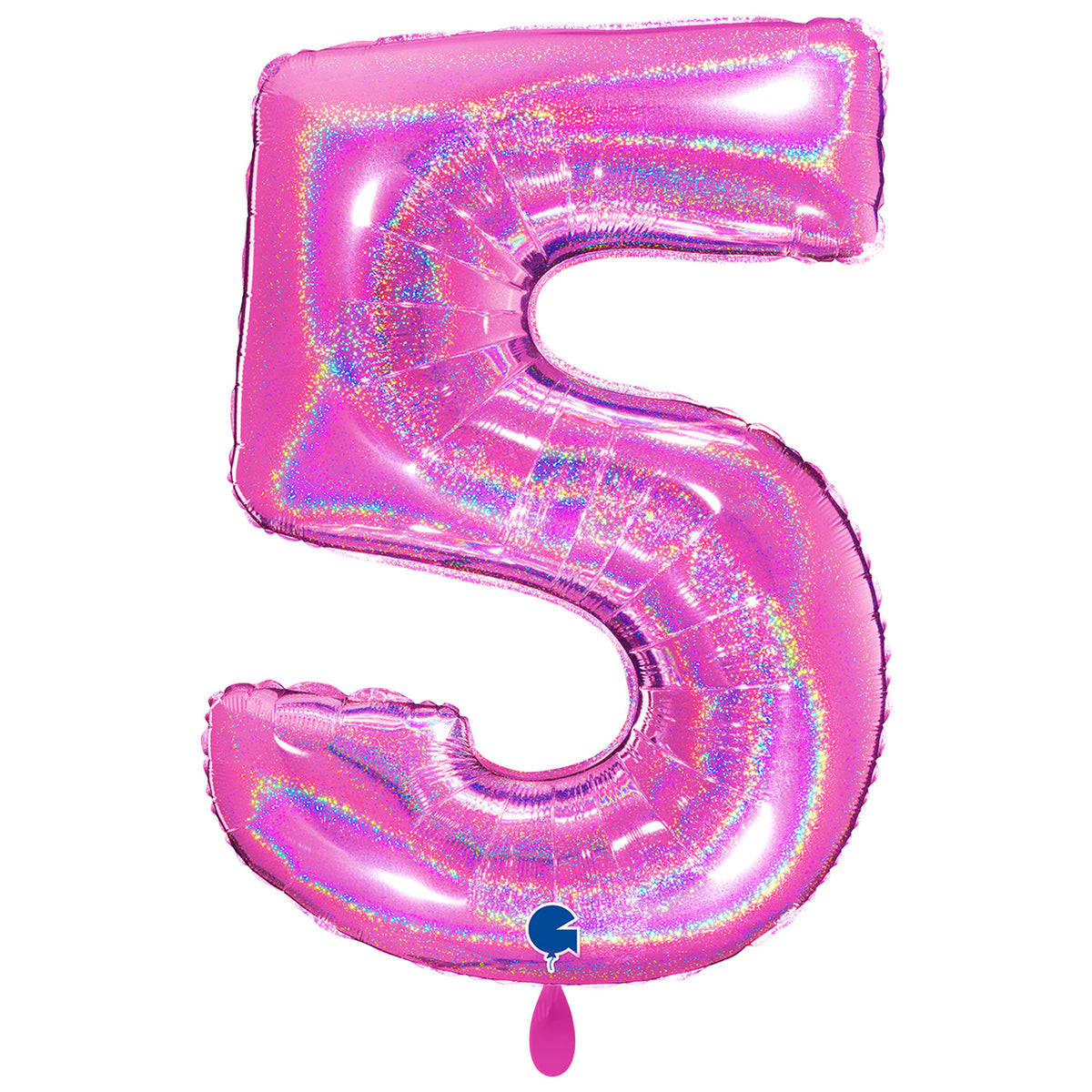 1 Ballon XXL - Chiffre 5 - Fushia Holo Pailleté