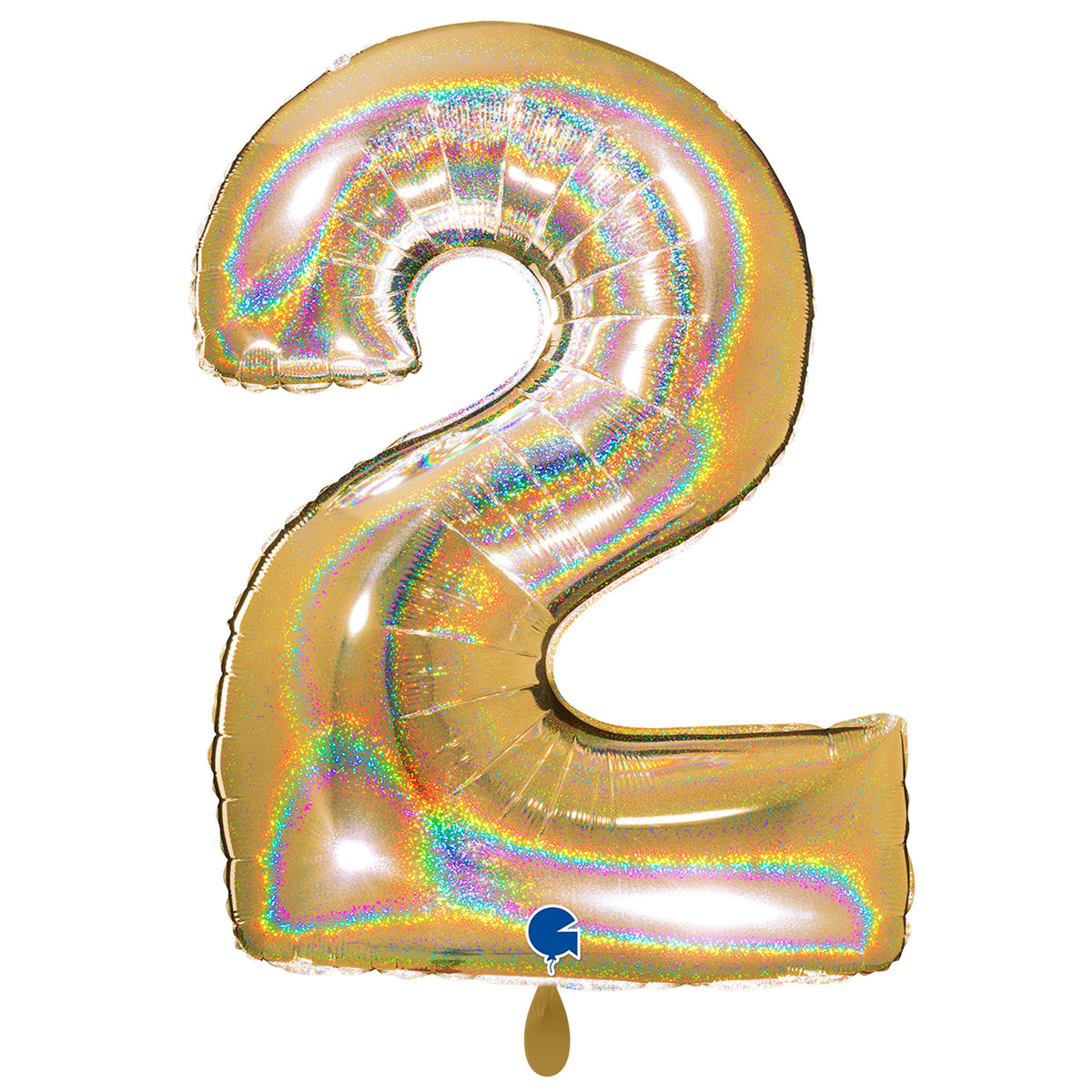 1 Ballon XXL - Chiffre 2 - Paillettes Or Holographique