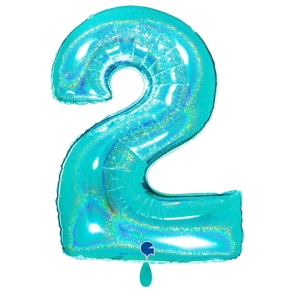 1 Ballon XXL - Chiffre 2 - Paillettes Holographique Tiffany