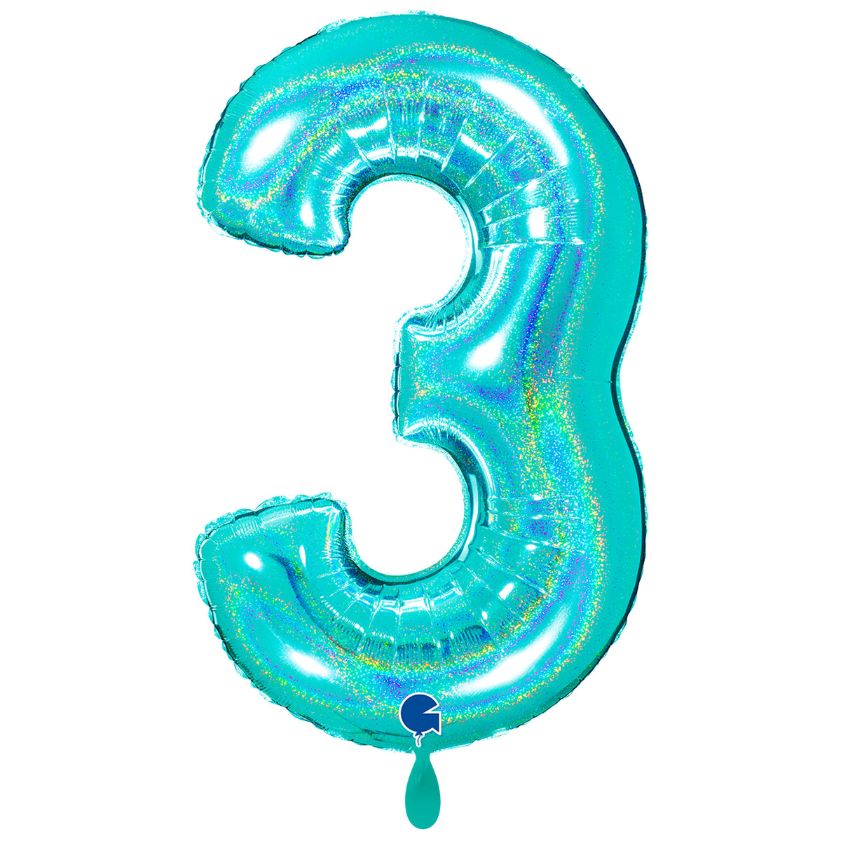 1 Ballon XXL - Chiffre 3 - Paillettes Holographique Tiffany