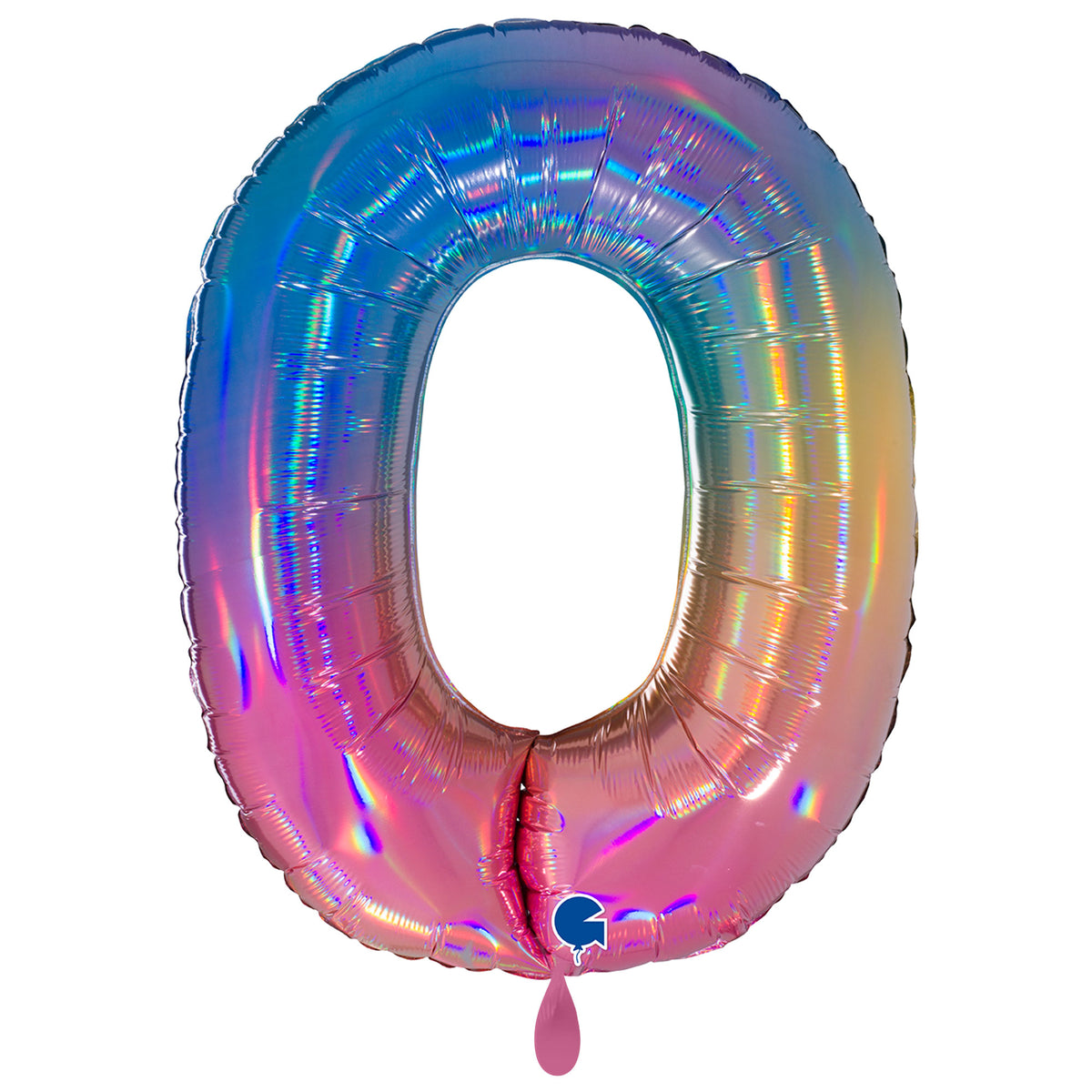 1 Ballon XXL - Chiffre 0 - Arc-en-ciel coloré