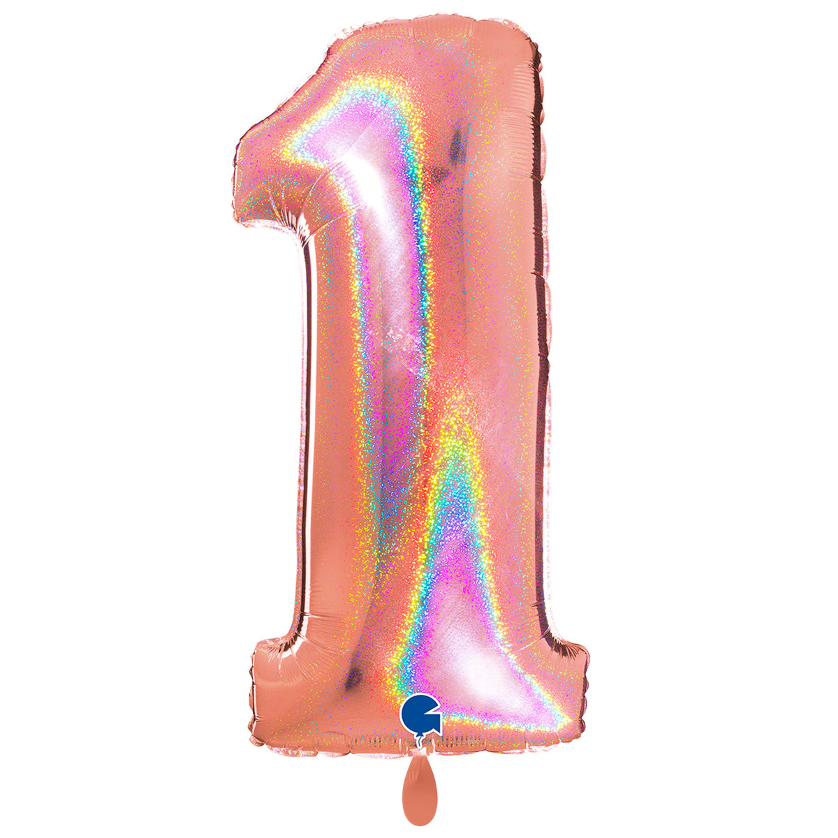 1 Ballon XXL - Chiffre 1 - Holo Pailletten Or Rose
