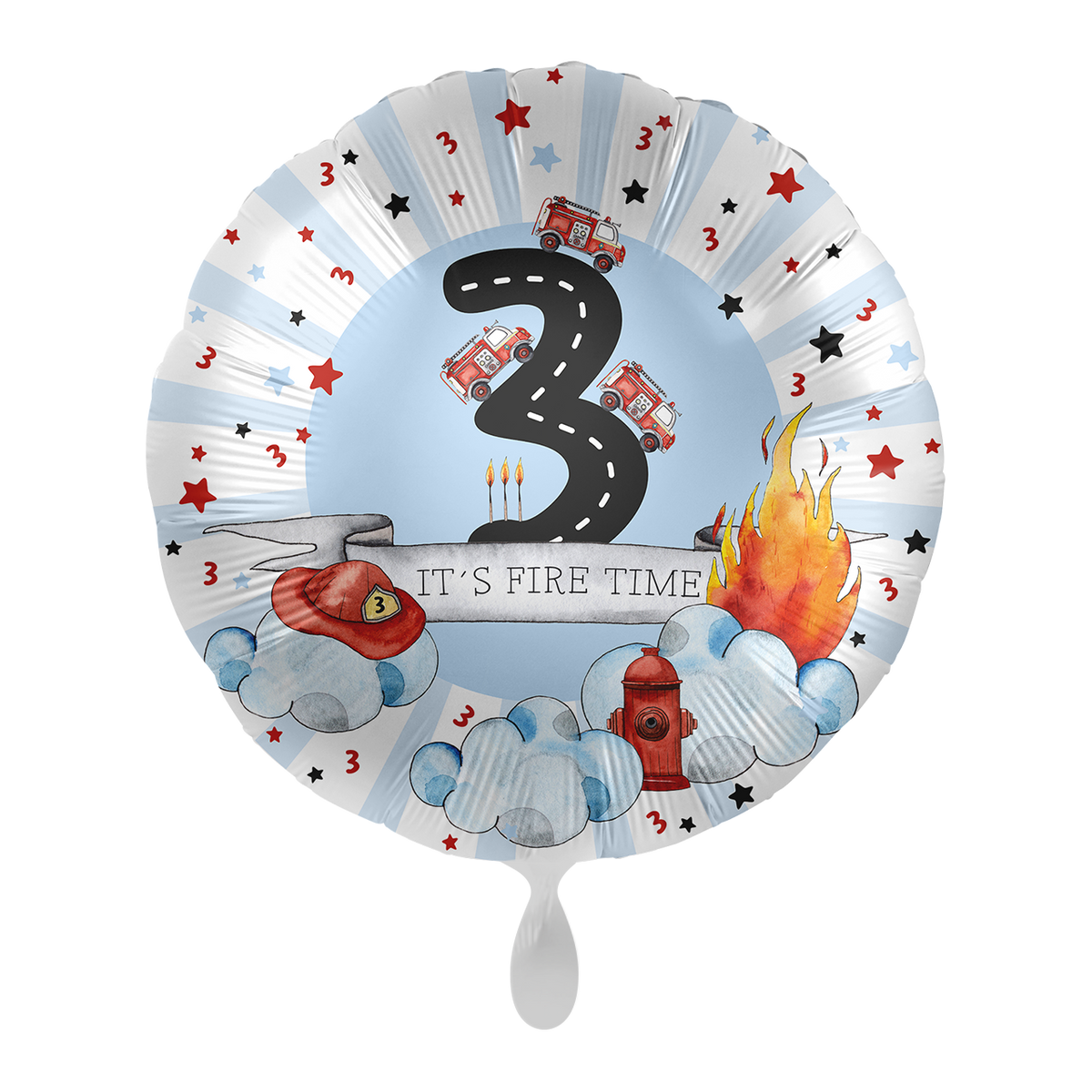 1 Ballon - Happy Brandweerwagen - Drie