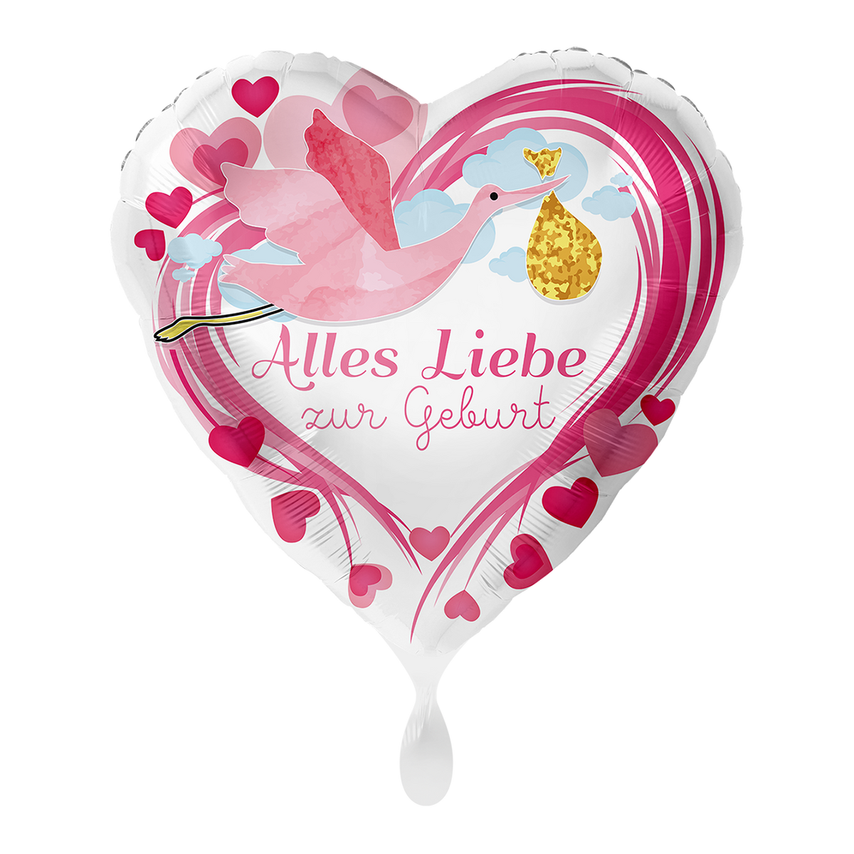 1 ballon - Gefeliciteerd met de geboorte Roze