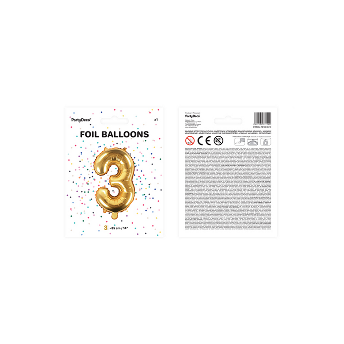 1 Ballon XS - Chiffre 3 - Or