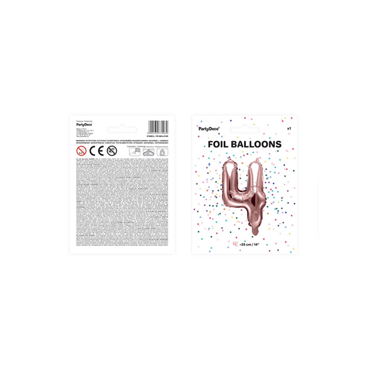 1 Ballon XS - Cijfer 4 - Roségoud