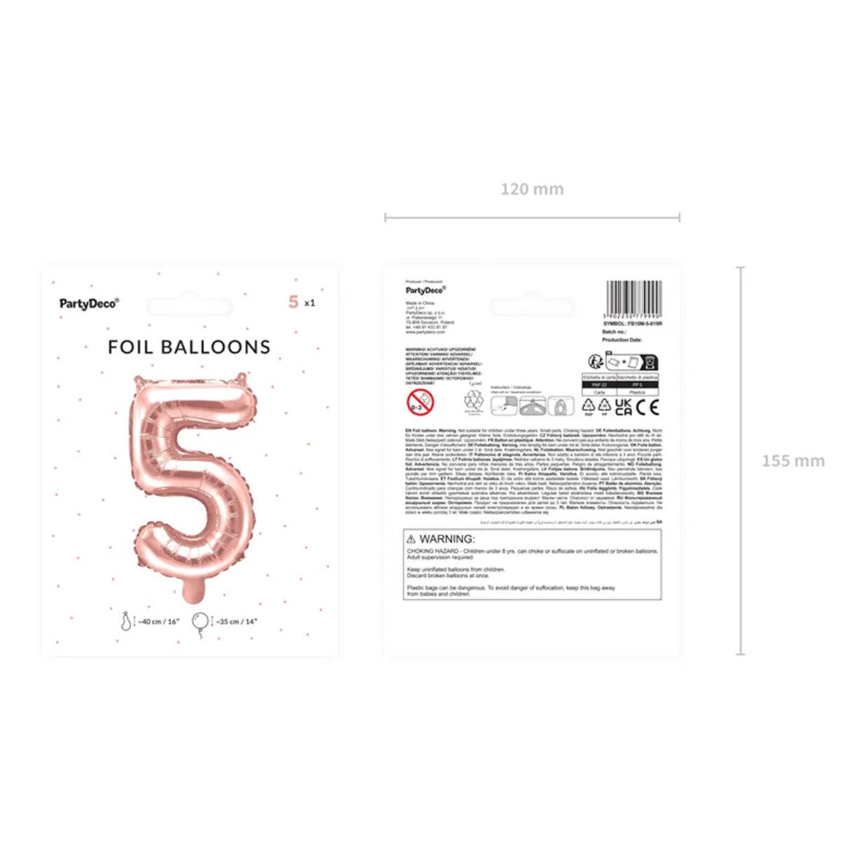1 Ballon XS - Getal 5 - Roségoud
