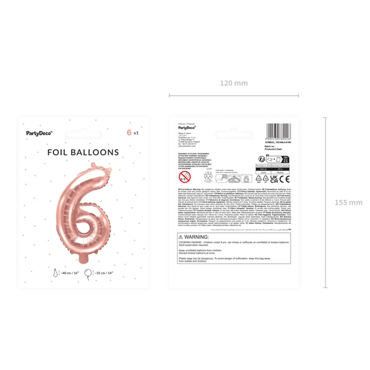 1 Ballon XS - Chiffre 6 - Or rose