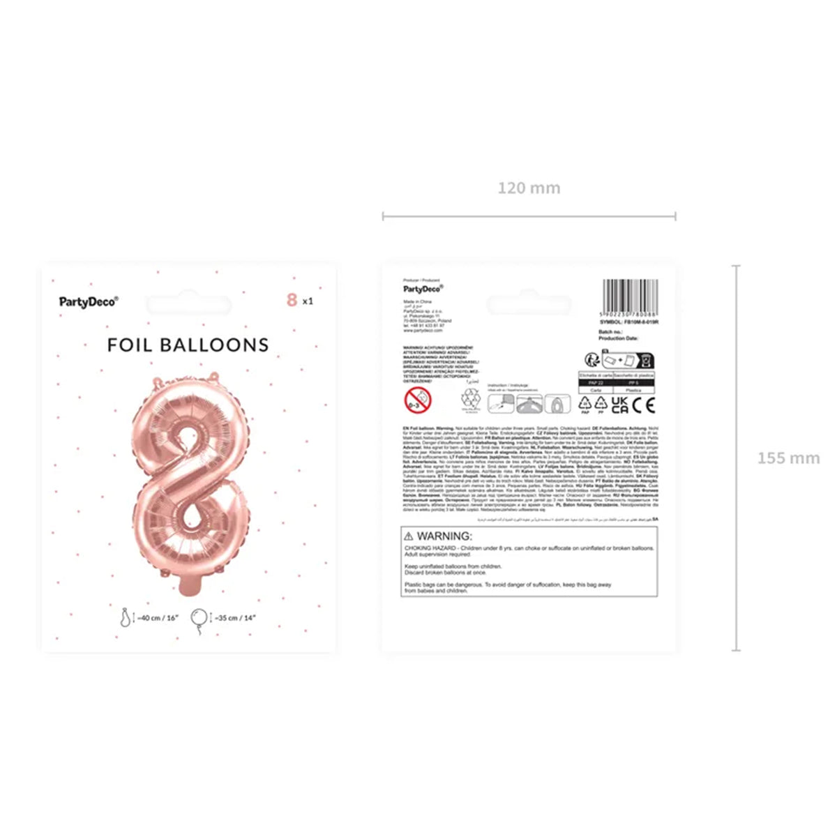 1 Ballon XS - Chiffre 8 - Or Rose