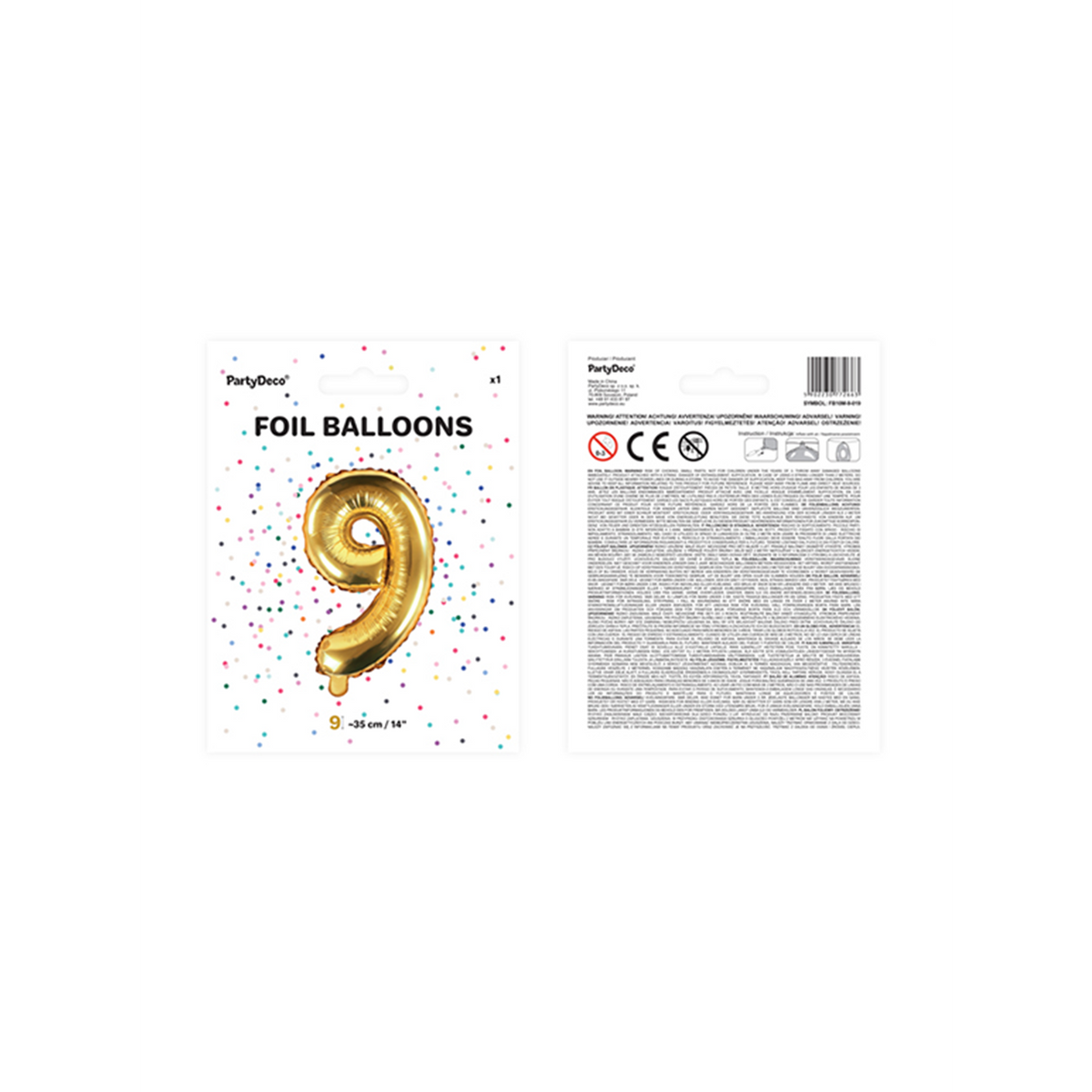 1 ballon XS - cijfer 9 - goud