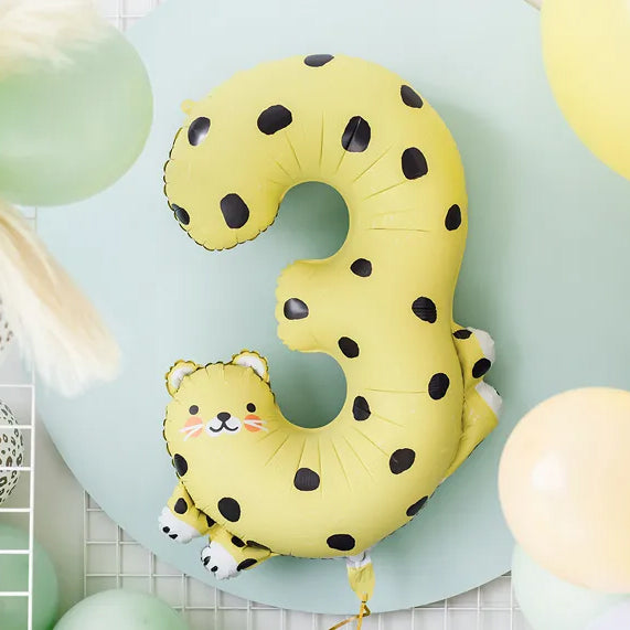 1 ballon XXL - Chiffre 3 - Léopard