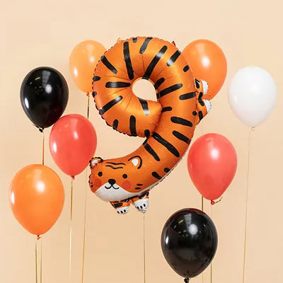 1 Ballon XXL - Cijfer 9 - Tijger