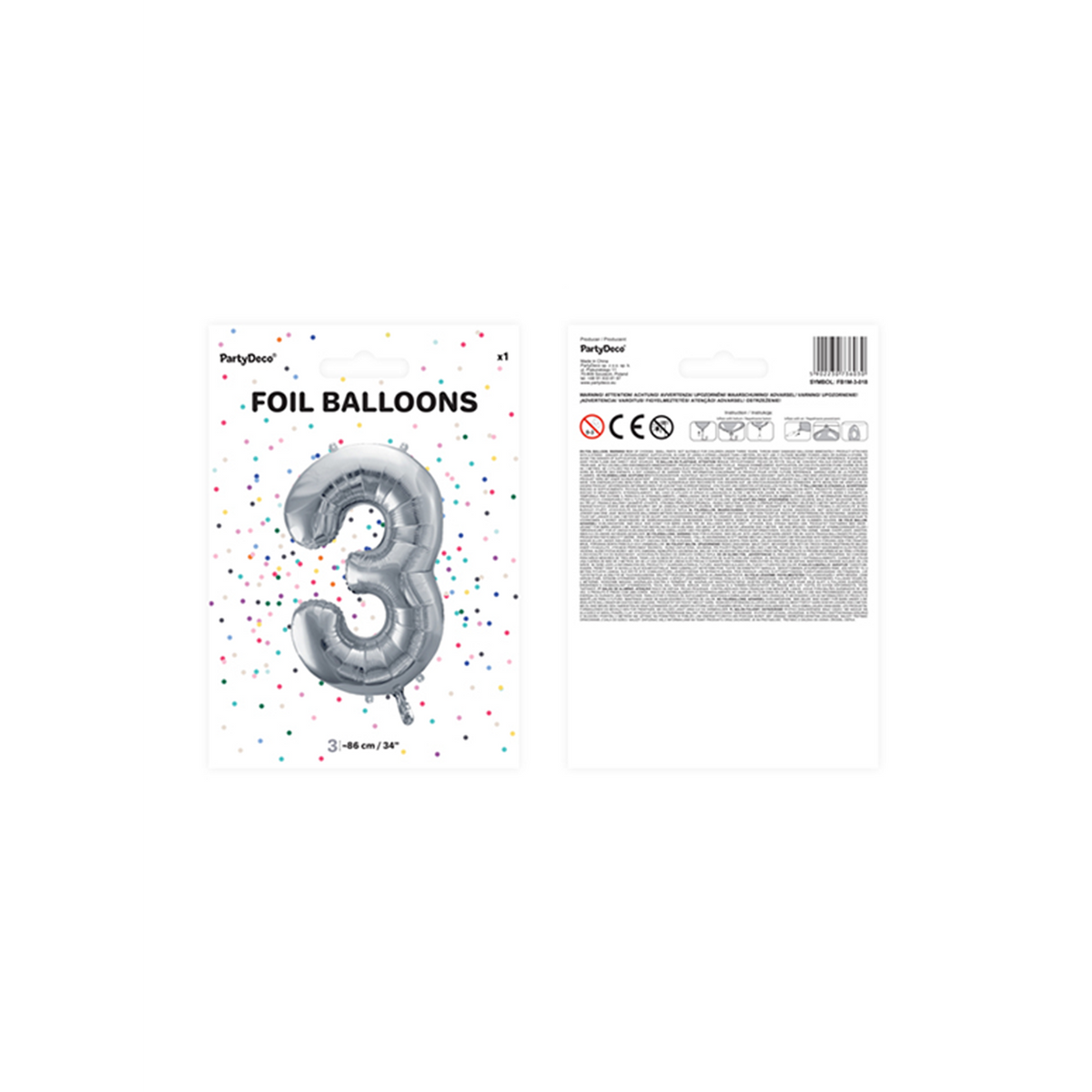 1 ballon géant - Chiffre 3 - Argenté