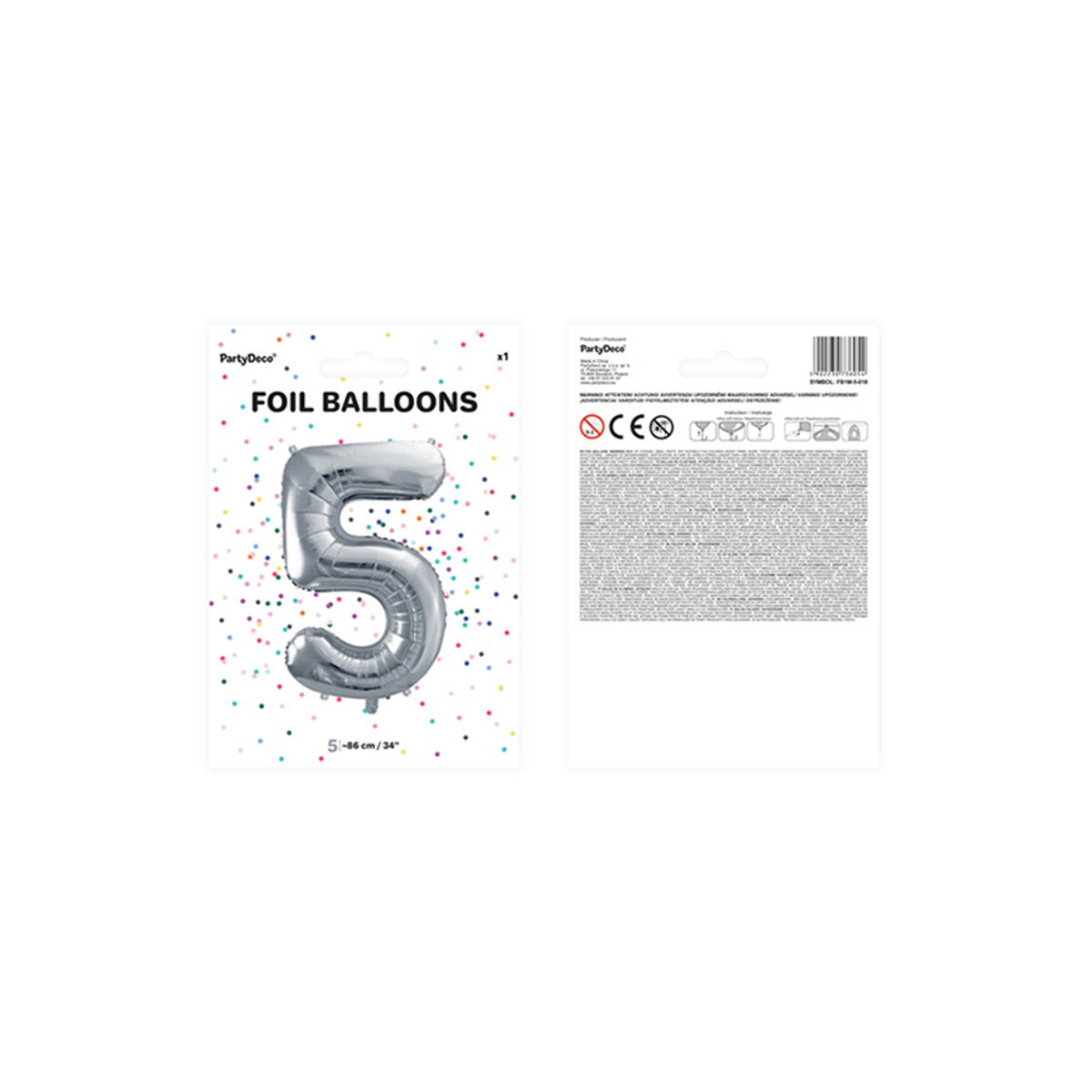 1 ballon XXL - chiffre 5 - argenté