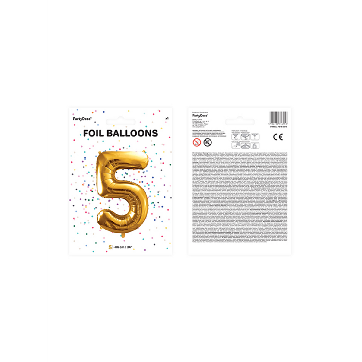 1 Ballon XXL - Cijfer 5 - Goud