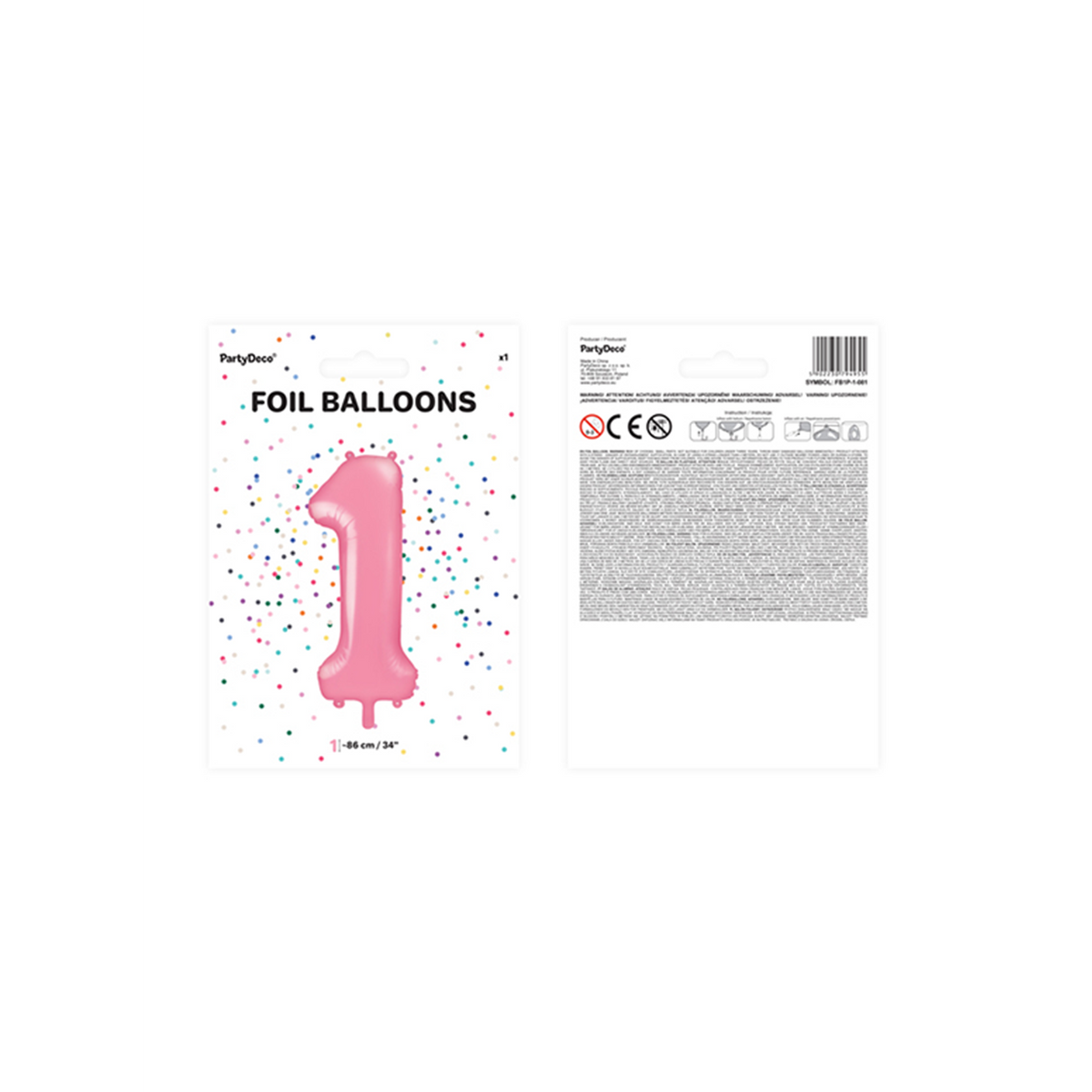 1 Ballon XXL - Cijfer 1 - Roze
