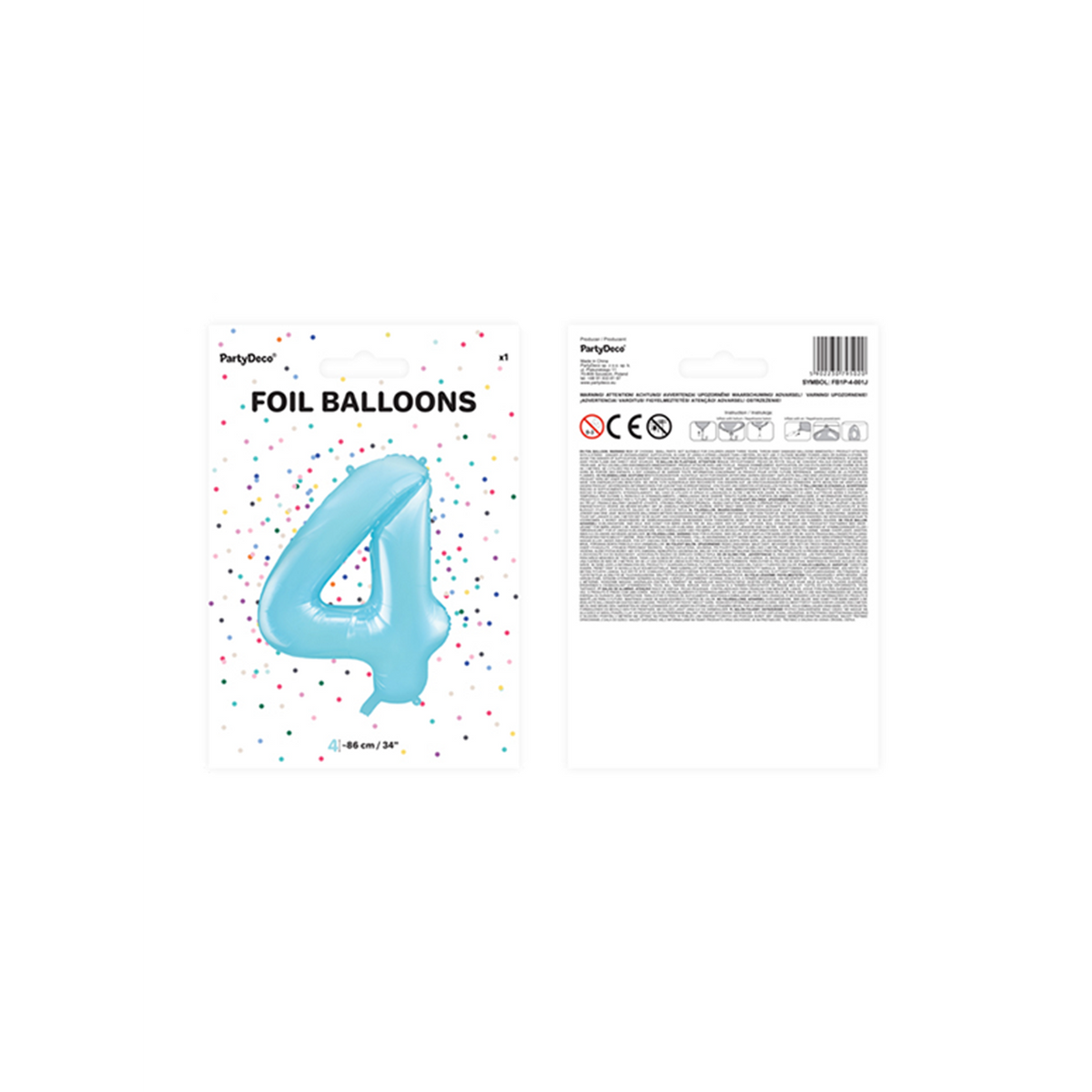 1 ballon XXL - Cijfer 4 - Lichtblauw