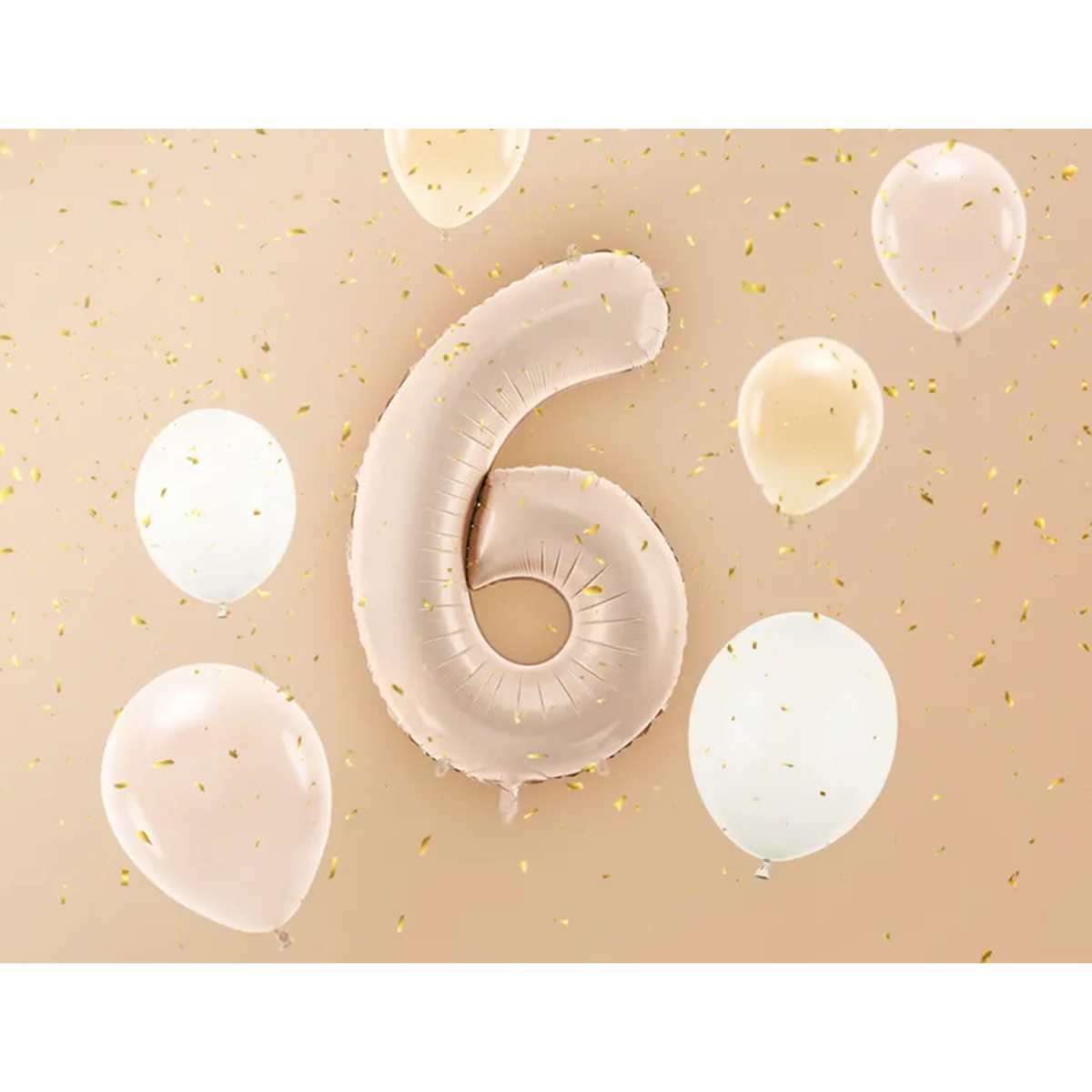 1 Ballon XL - Chiffre 6 - Beige foncé