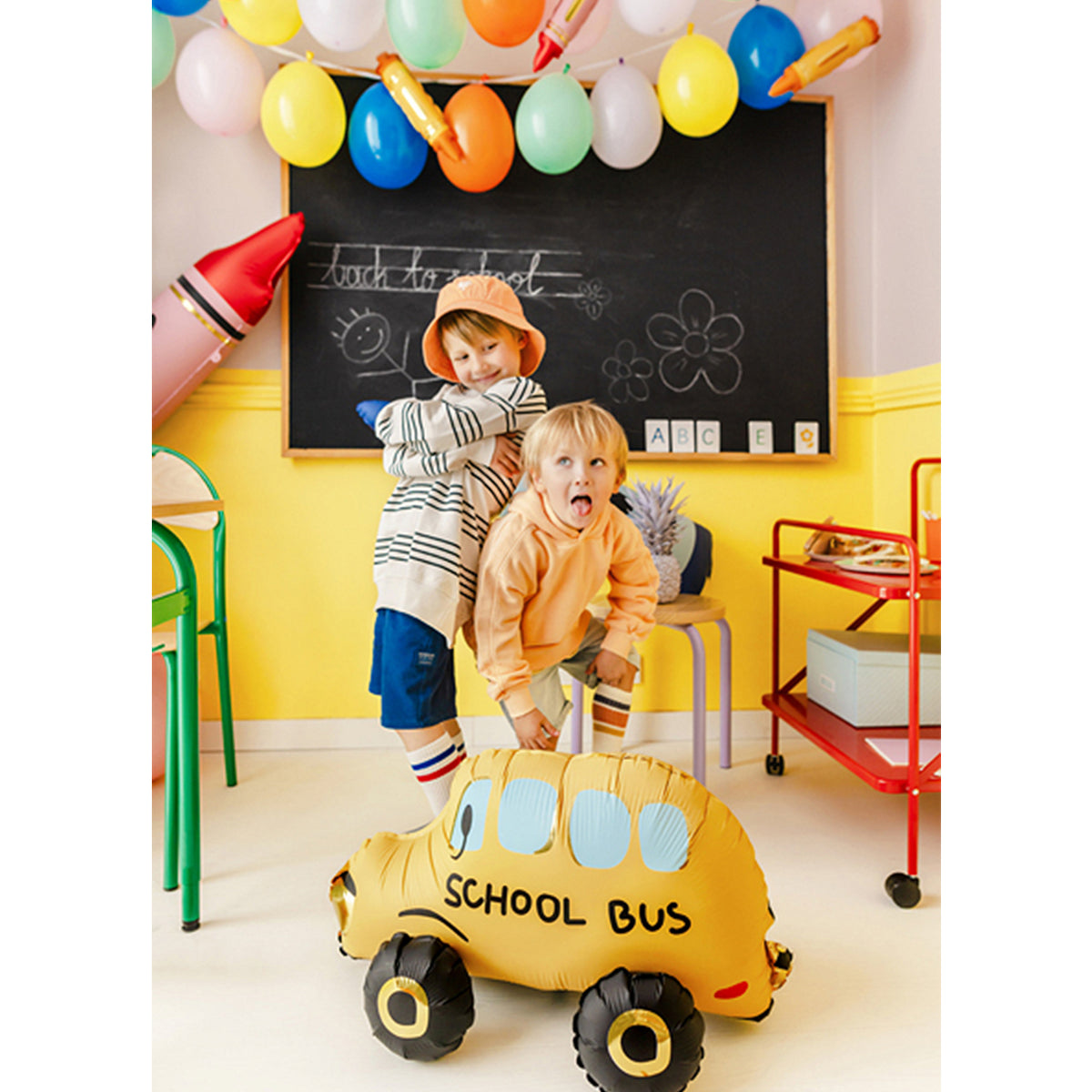 1 Ballon XXL avec pied - School Bus