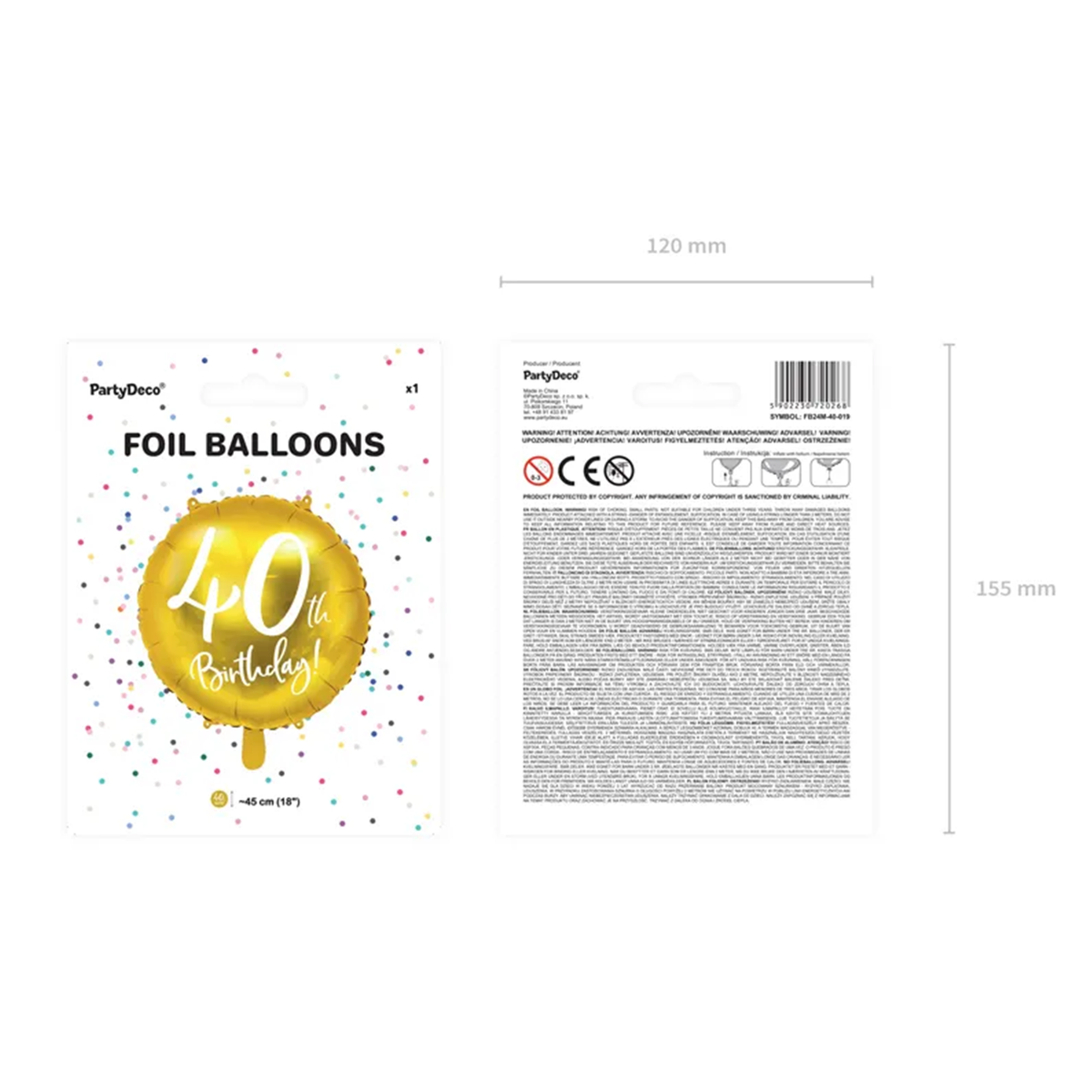 1 ballon - 40e verjaardag - goud