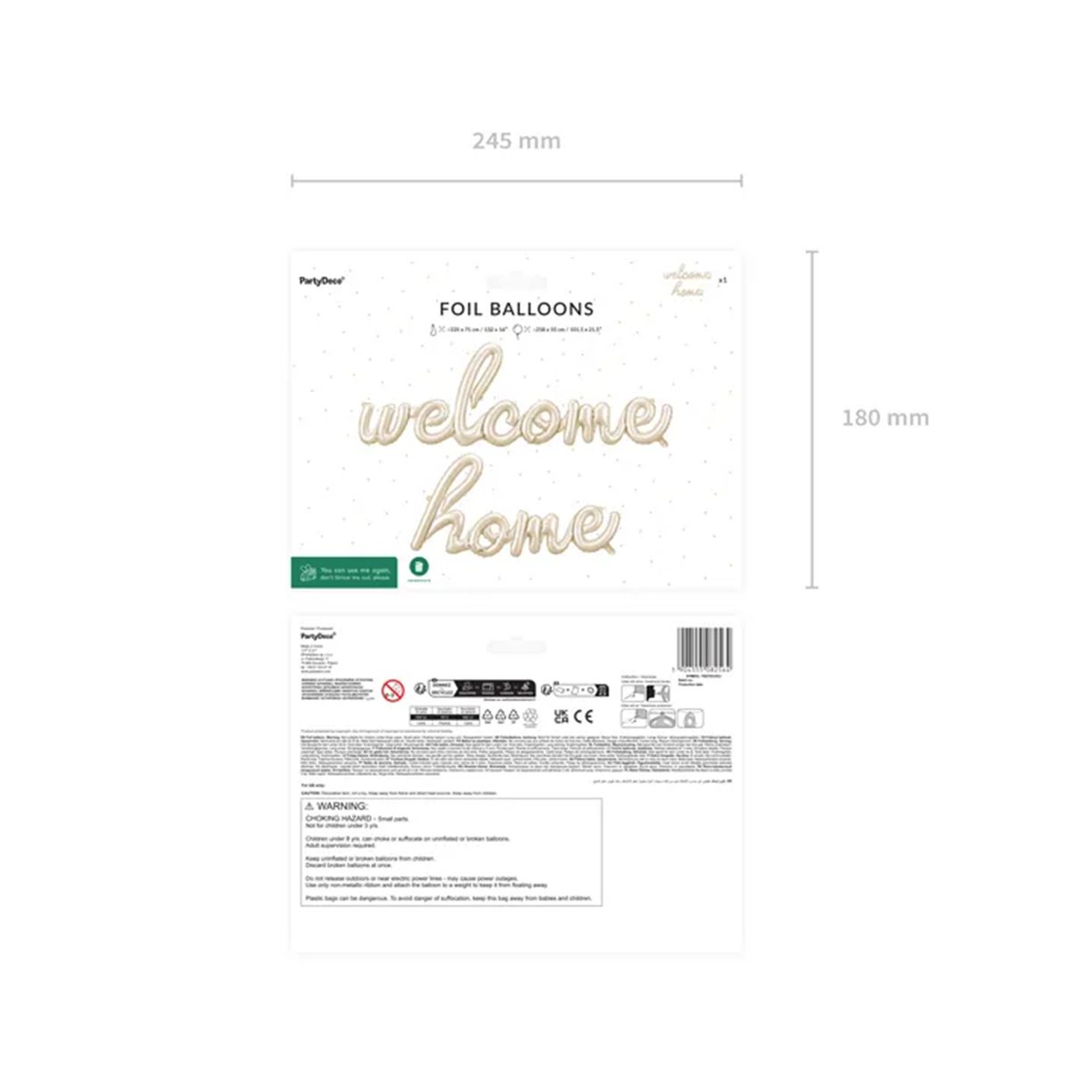 1 Ballon - Schriftzug - Welcome Home - Cappuccino