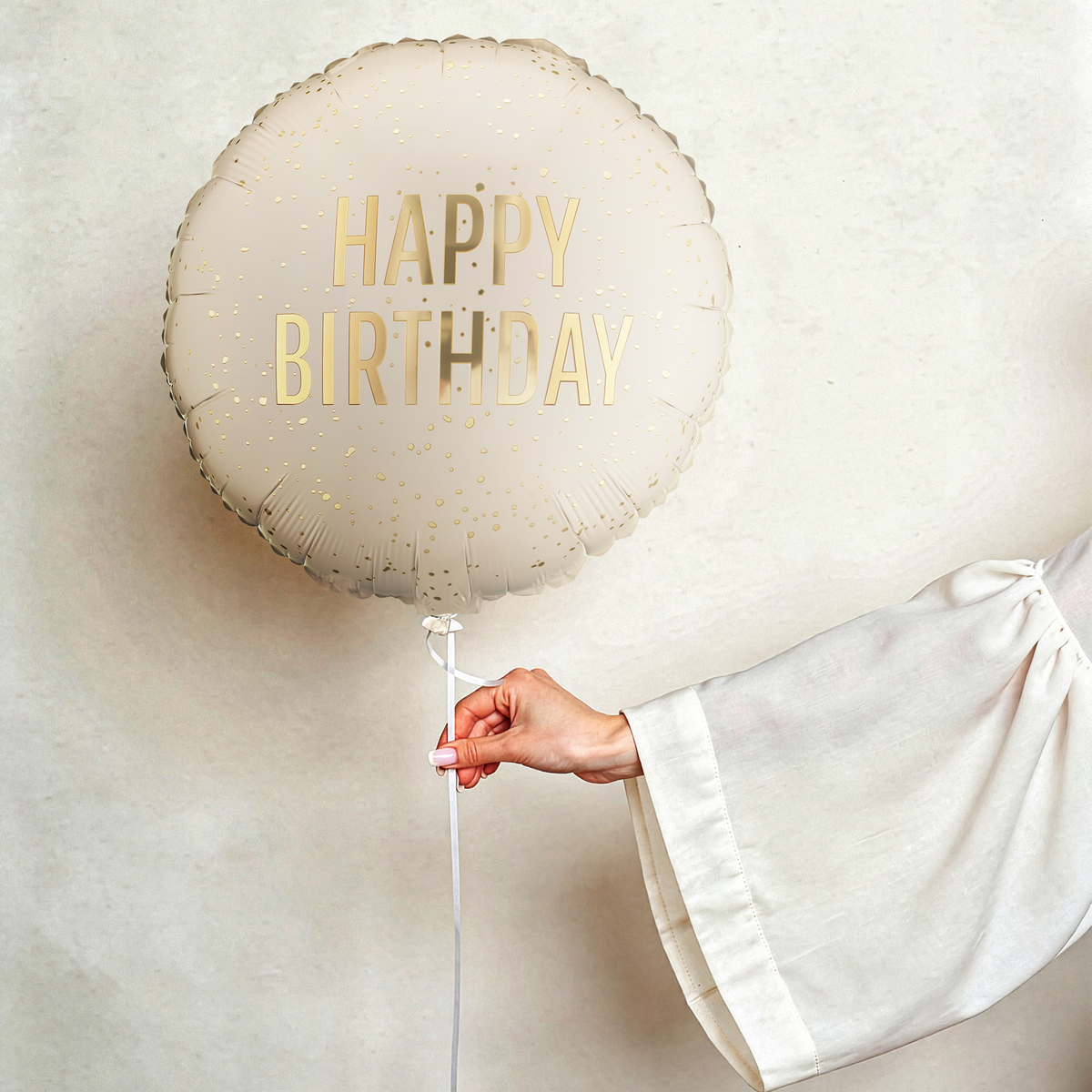 1 Ballon - Happy Birthday Crème