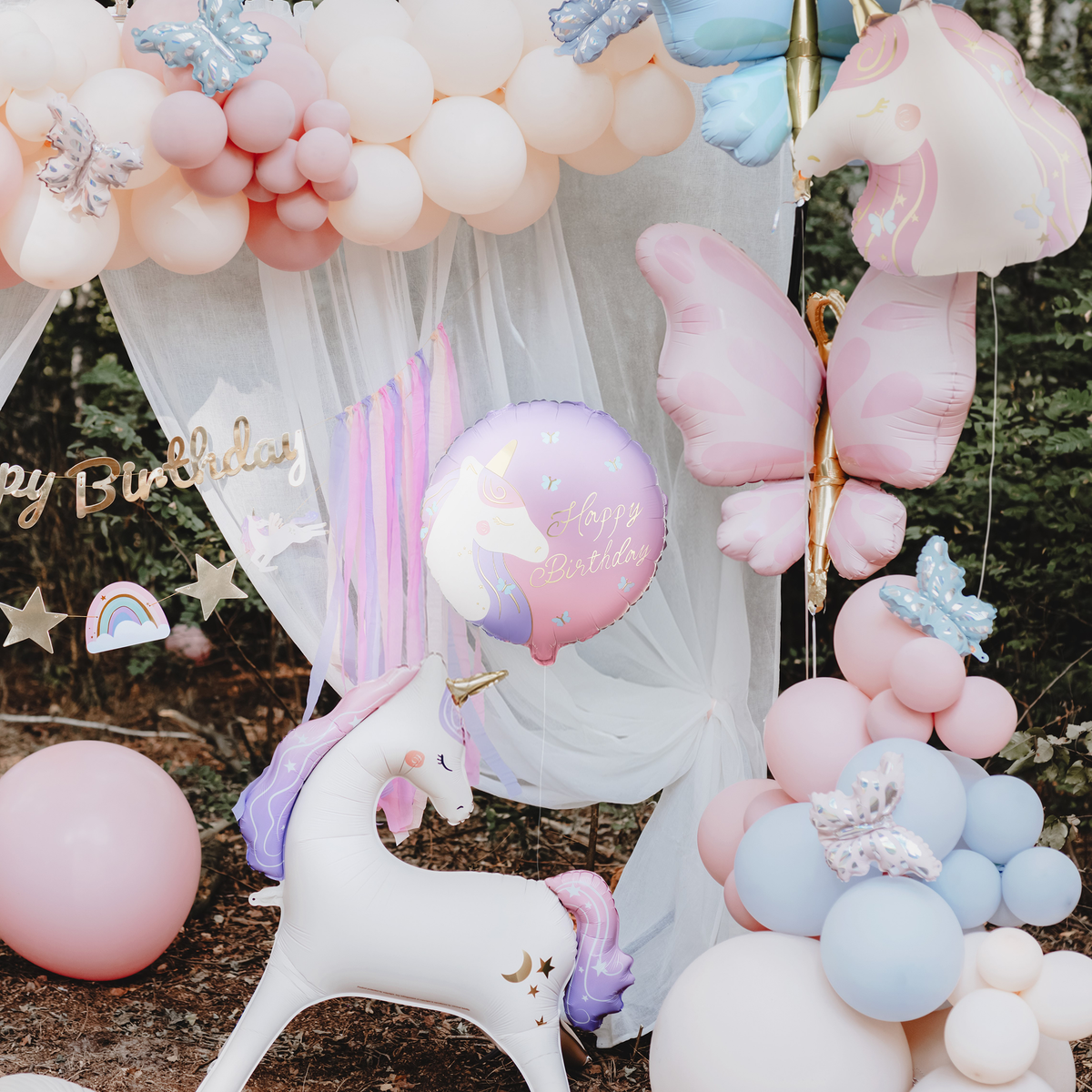 1 Ballon - Joyeux Anniversaire - Licorne