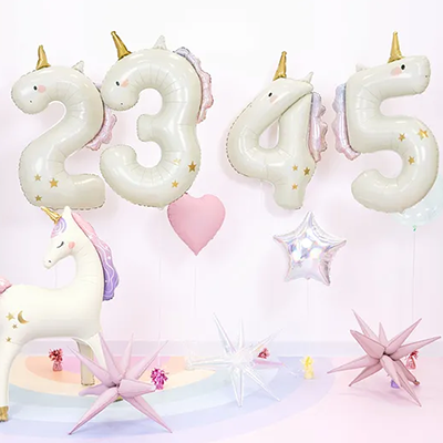1 Ballon XXL - Chiffre 4 - Licorne