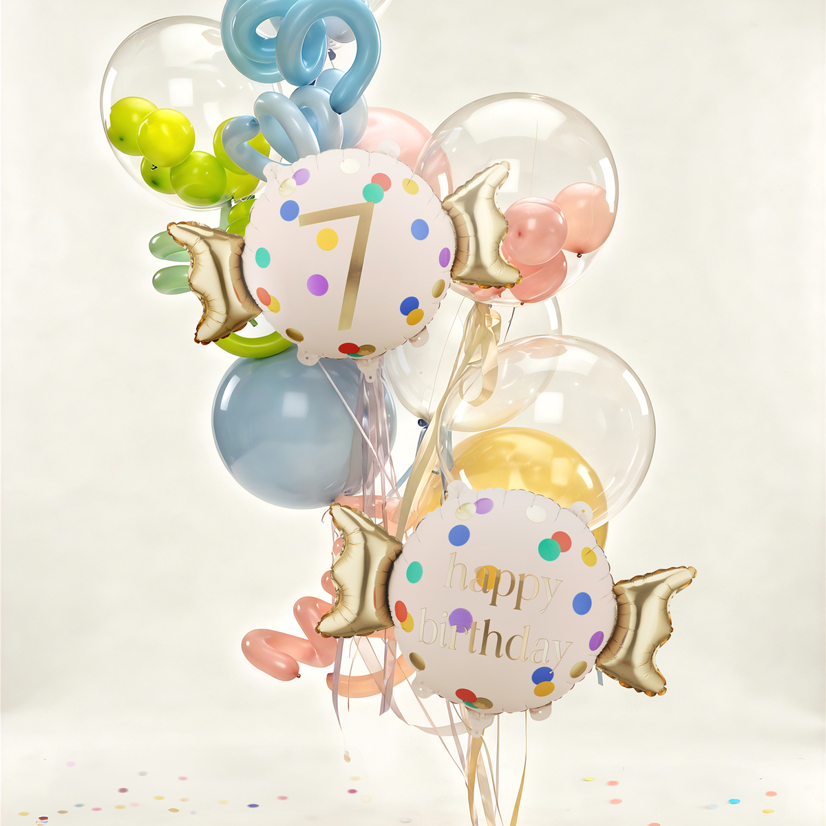 1 ballon - chiffre 7 - bonbon