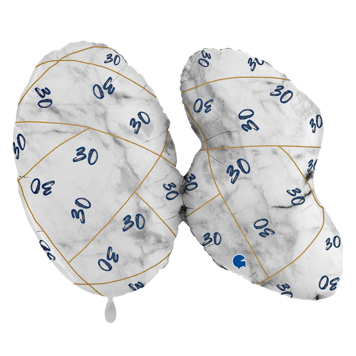 1 Ballon XL - Marble Mate Cijfer 30 Blauw