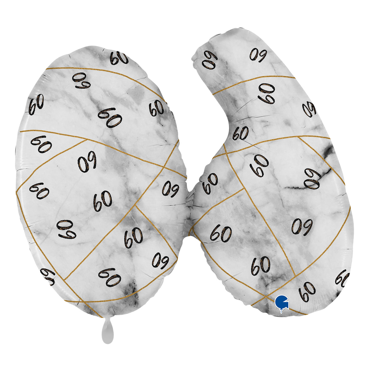 1 Ballon XL - Marble Mate Chiffres 60 Noir