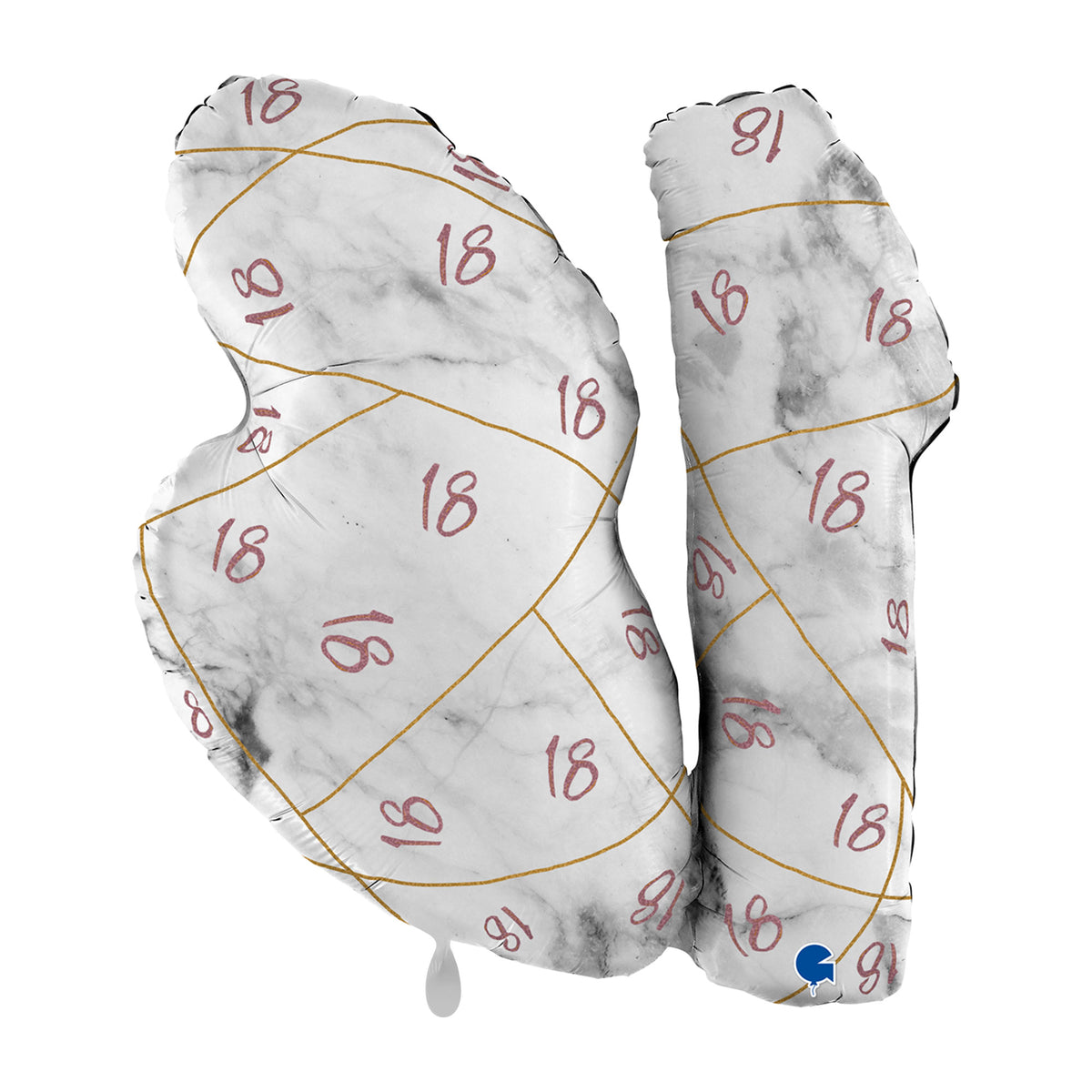1 Ballon XL - Chiffres effet marbre 18 Or rose
