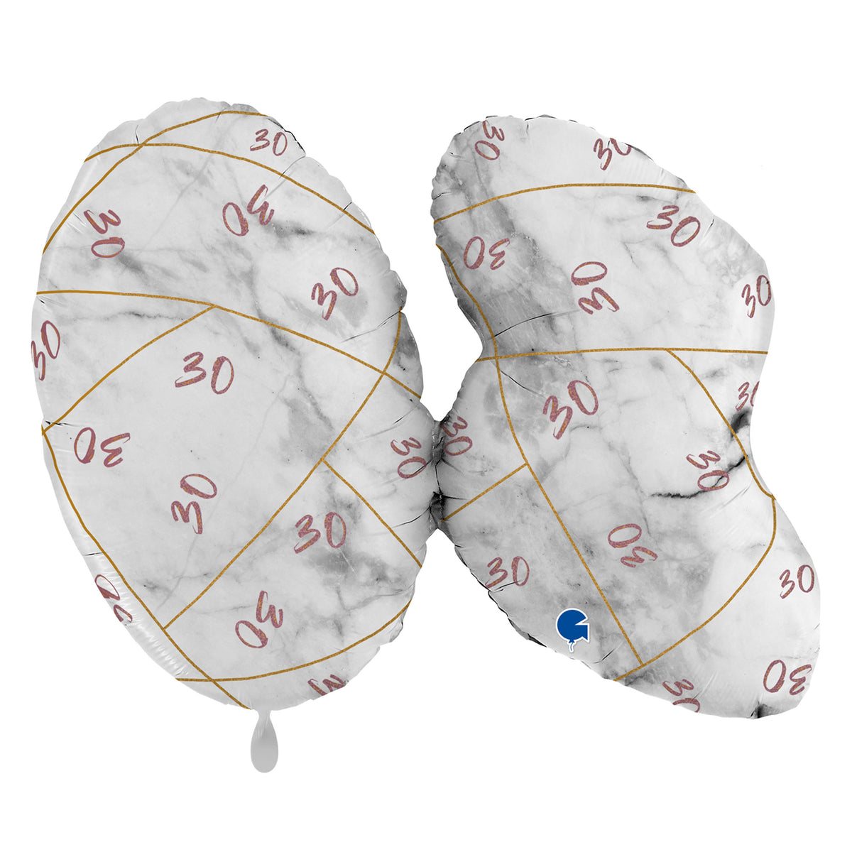 1 Ballon XL - Chiffres marbrés 30 Or Rose