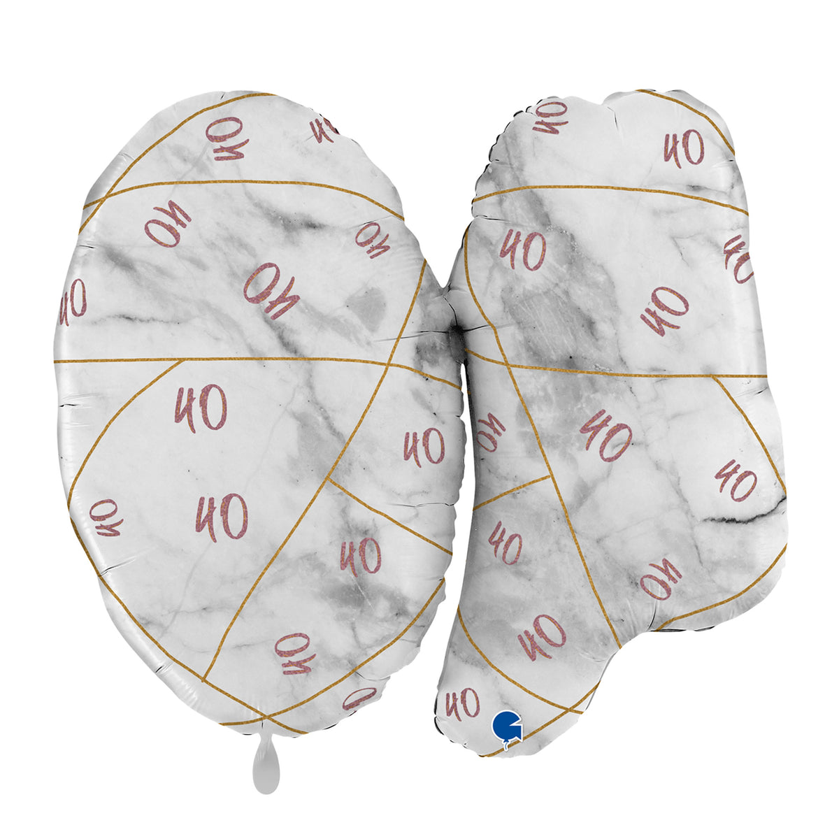 1 Ballon XL - Chiffres 40 Or Rosé Marbré