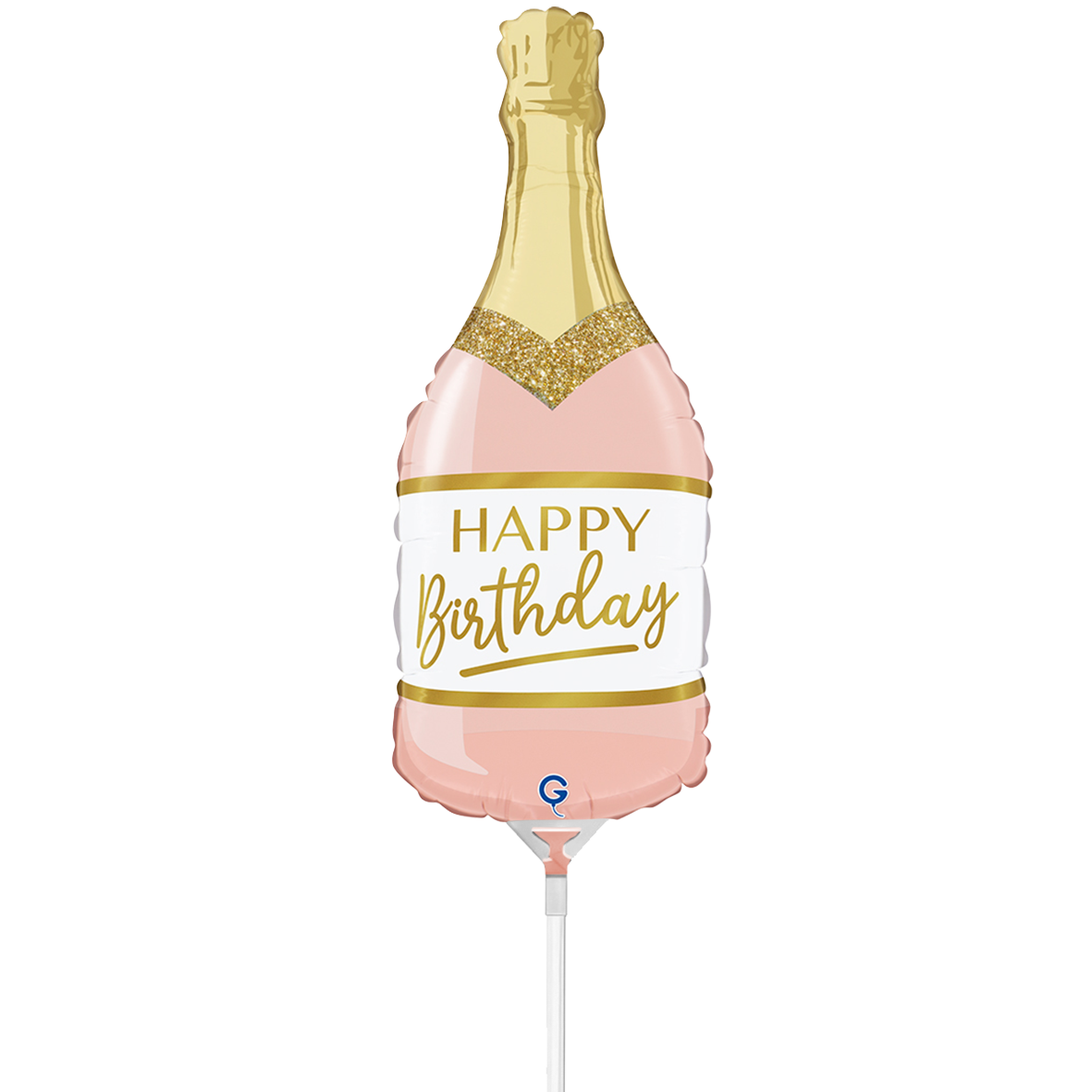 10 Miniballonnen Luchtgevuld - Roze Verjaardagsfles mini (Onverpakt)